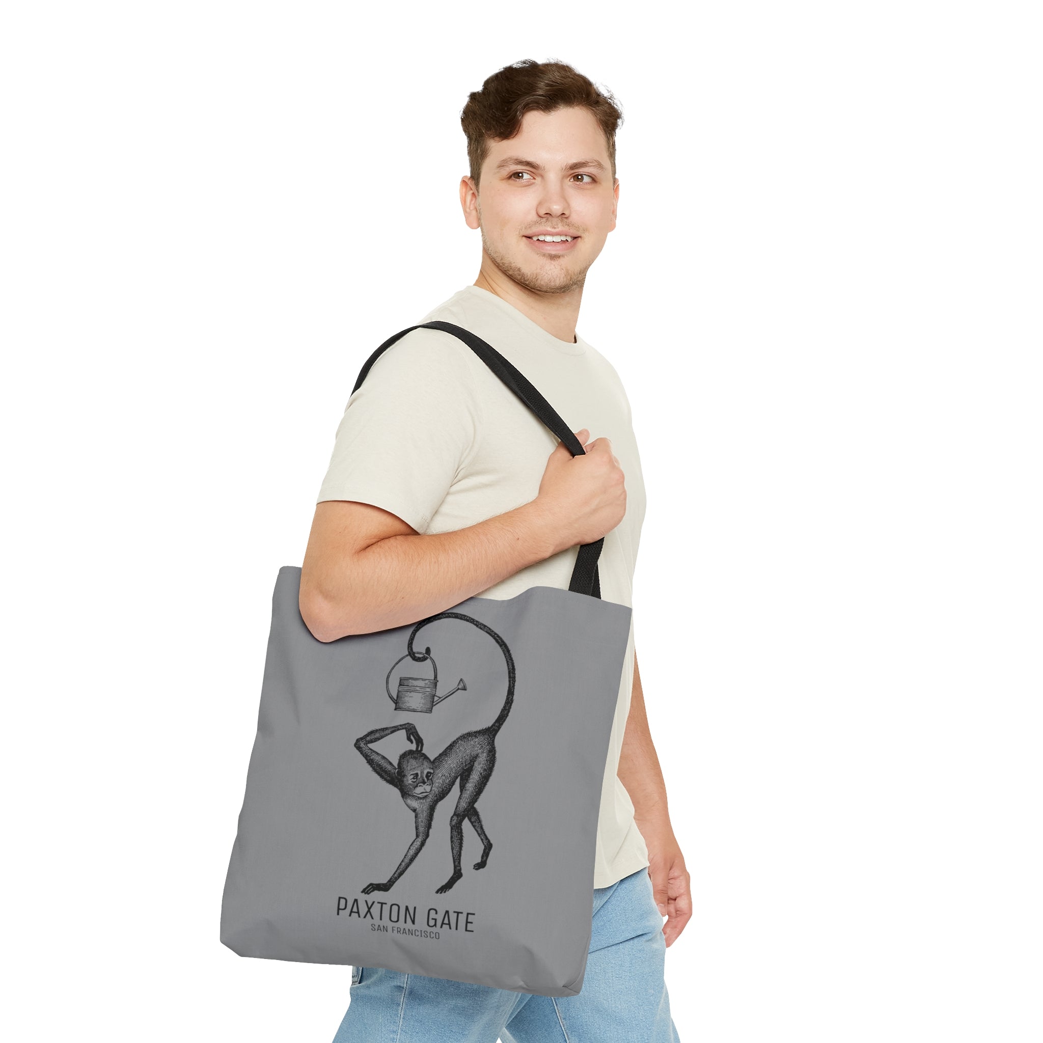 Stylish Gray Paxton Gate Monkey Print Tote Bag - Durable & Spacious for Shopping, Beach, Travel & Daily Use