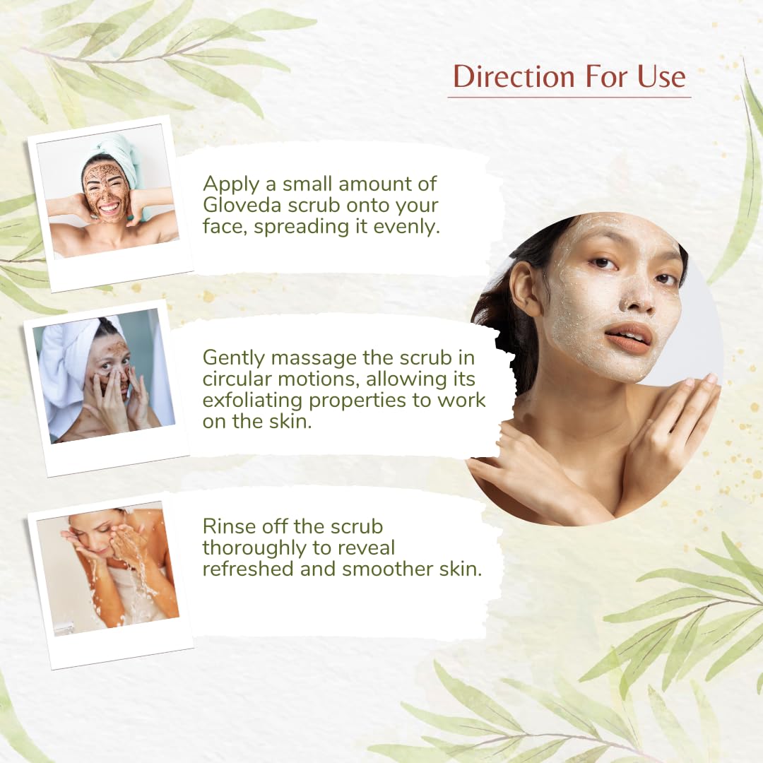 Gloveda Ayurvedic Face Scrub for Glowing Skin - Natural Exfoliating Scrub with Tan Removal & Blackhead Control - 50g (Pack of 1) - Perfect for Daily Skincare Routine & Spa Day at Home