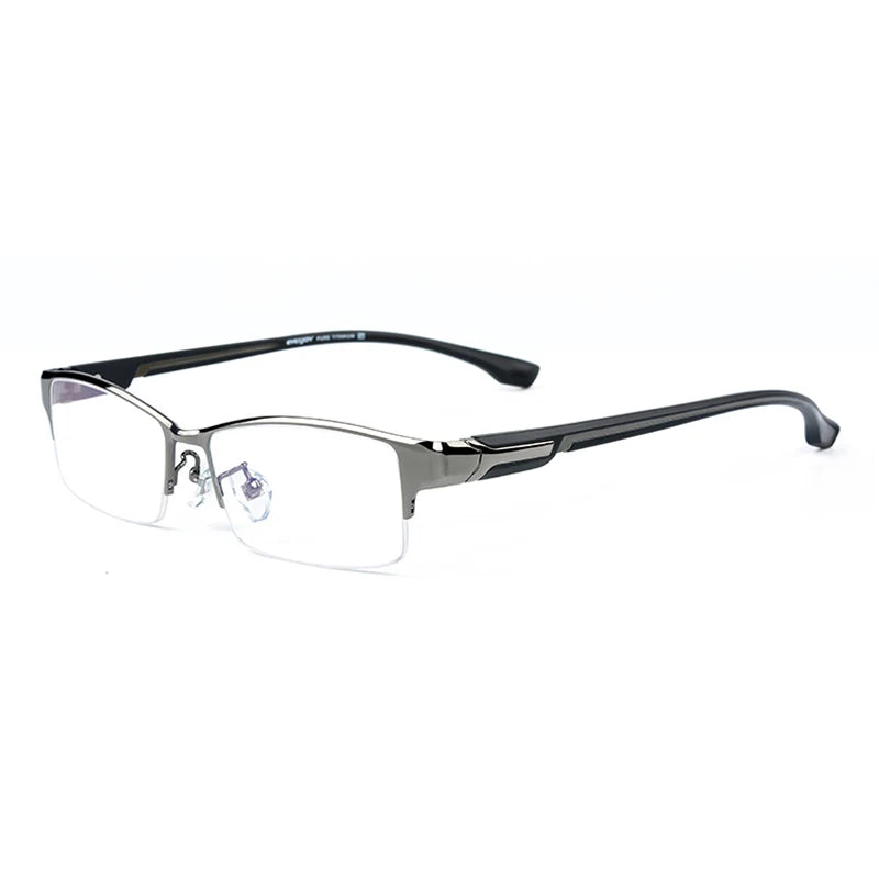 Brightzone Unisex Semi-Rim Square Titanium Eyeglasses 95356 - Lightweight & Durable Frame for Work, Reading & Everyday Wear
