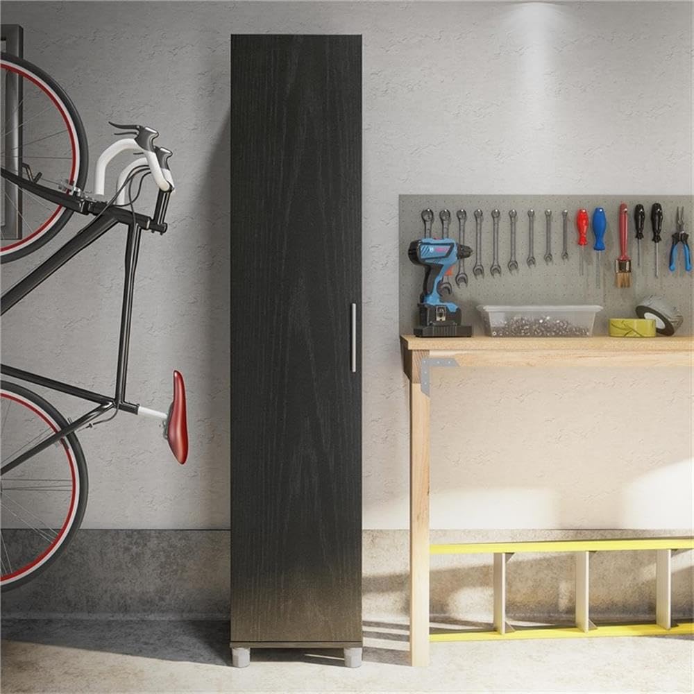 Systembuild Evolution Camberly 16-Inch Utility Storage Cabinet in Black Oak - Perfect for Garage, Office, and Home Organization