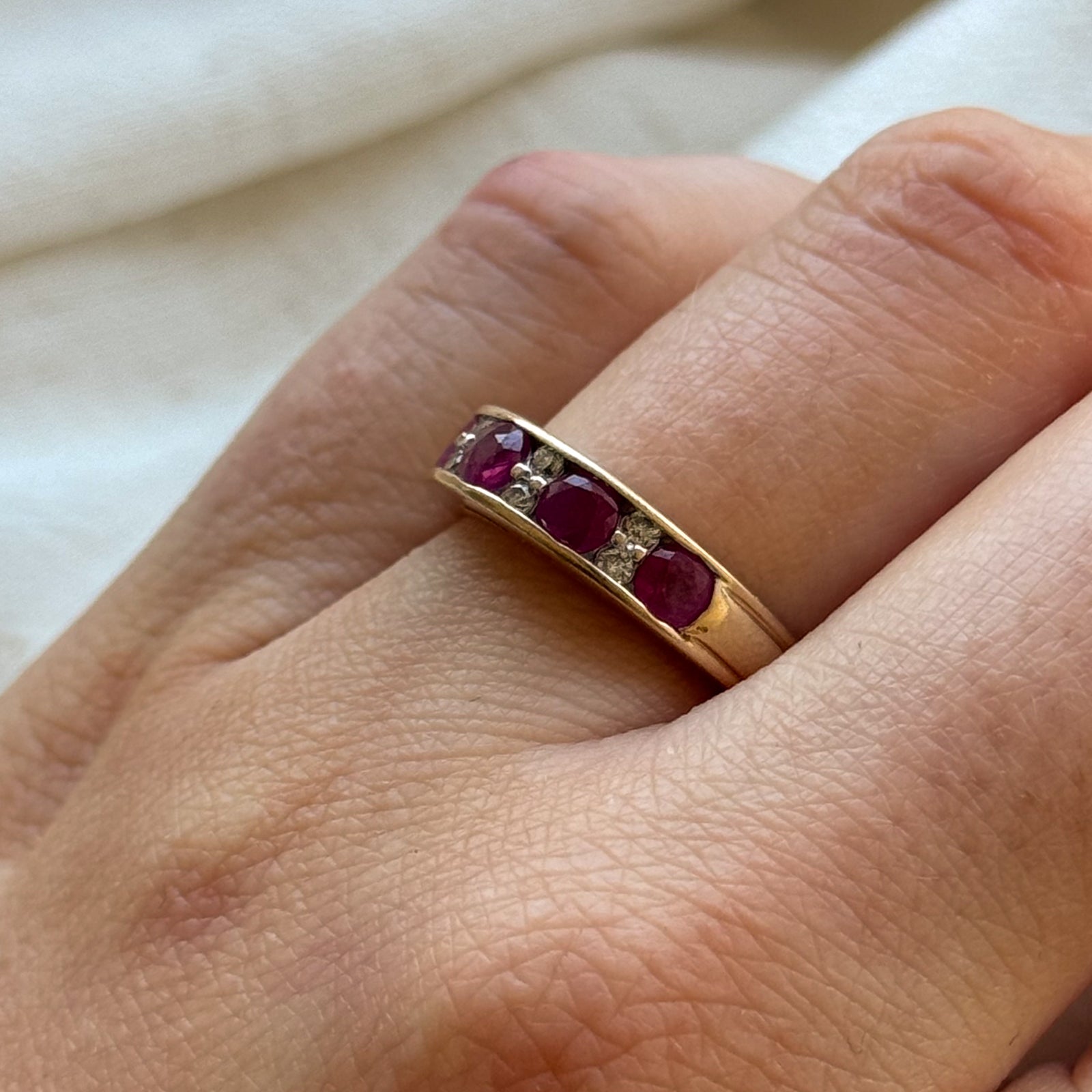 Exquisite Ruby & Diamond Channel Set Band Ring - 0.80ctw Ruby & 0.12ctw Diamond - Size 6 - Perfect for Anniversary Gifts, Valentine's Day & Special Occasions