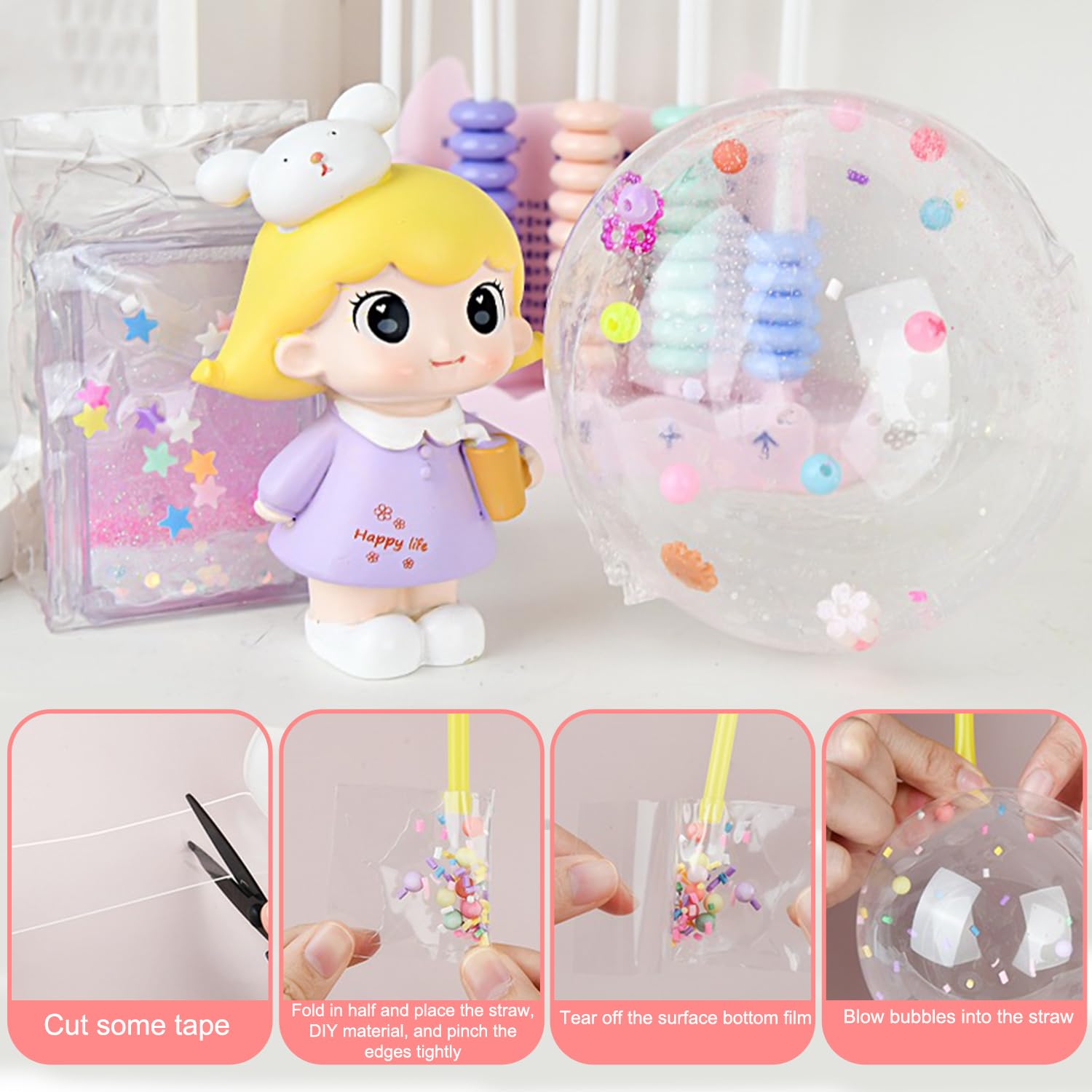 50-Piece Nano Tape Bubble Set - 3M Double-Sided Adhesive Tape, Inflatable Bubble Tape for DIY Crafts, No-Residue Glitter Nano Tape - Perfect for Gift Wrapping, Wall Decor & Kids' Activities