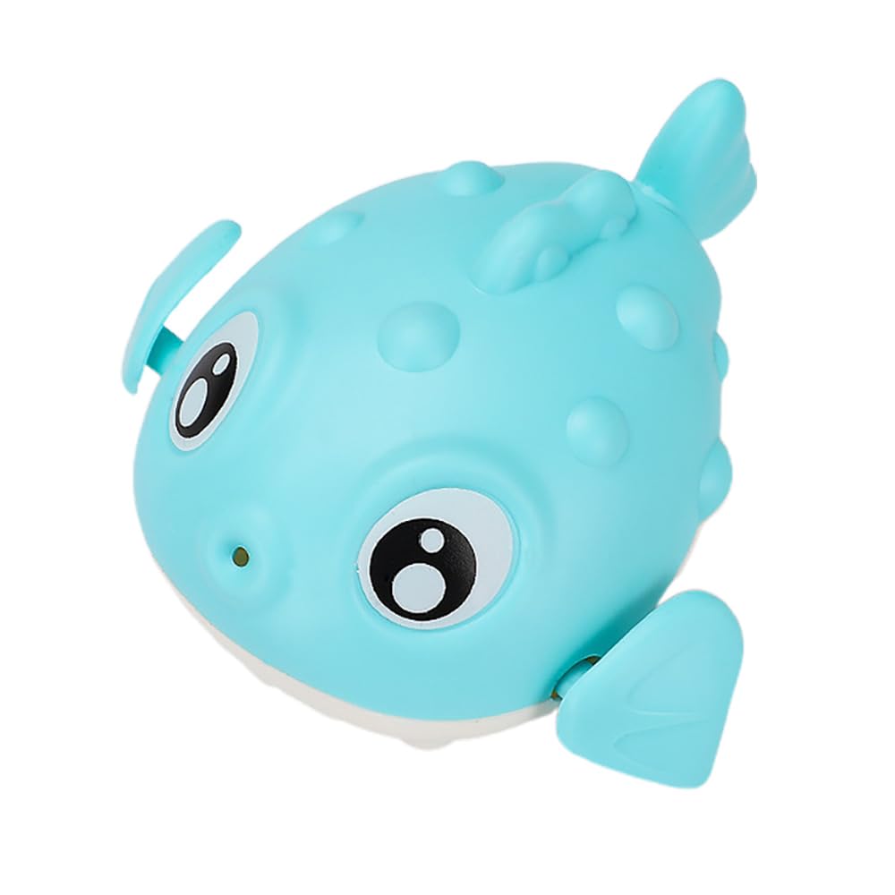 Wind-Up Pufferfish Bath Toy - Swimming Floating Water Toy for Kids, Pool & Bathtub Fun - Safe & Durable Cyan Puffer Fish Toy for Toddlers (Perfect for Bath Time, Pool Parties & Sensory Play)