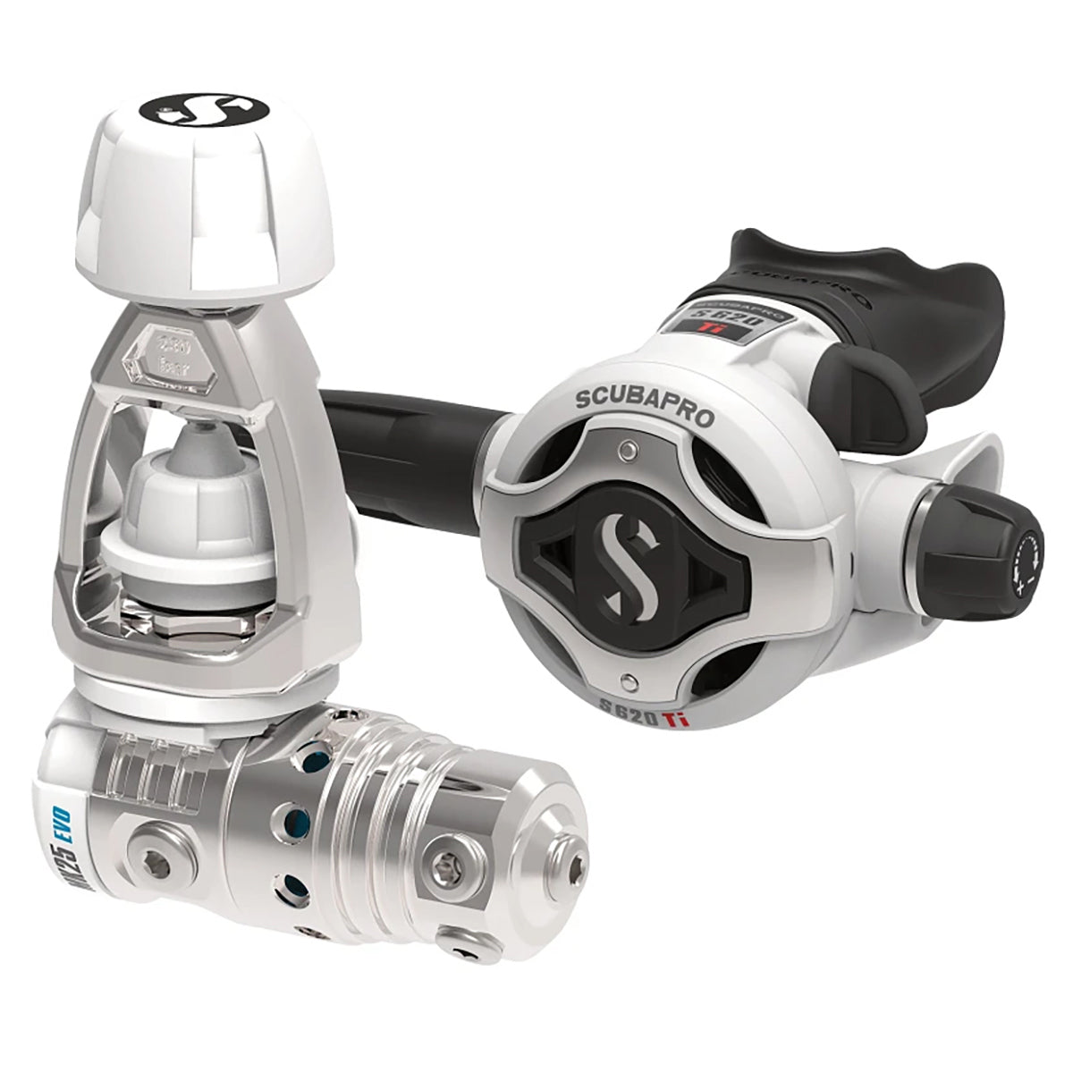 Scubapro MK25 EVO/S620 Ti White Regulator Set - Premium Scuba Diving Gear for Professional & Recreational Divers - Perfect for Ocean Exploration & Underwater Photography