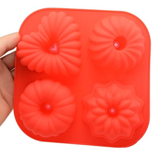 4-Cavity Silicone Mini Cupcake Molds - Nonstick Donut Cake Pans, Pudding & Jello Molds, Reusable Muffin Baking Cups for Perfect Desserts | Ideal for Birthday Parties, Baby Showers & Holiday Baking