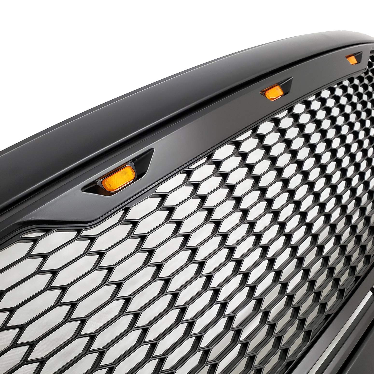 Paragon Matte Black Honeycomb Mesh Front Grille for 2013-2018 Dodge Ram 1500 (Includes 2019 Classic Models) - 3 LED Lights, Durable Replacement Grill for Off-Road & Truck Customization - Perfect for Off-Roading, Truck Shows & Daily Driving Upgrades