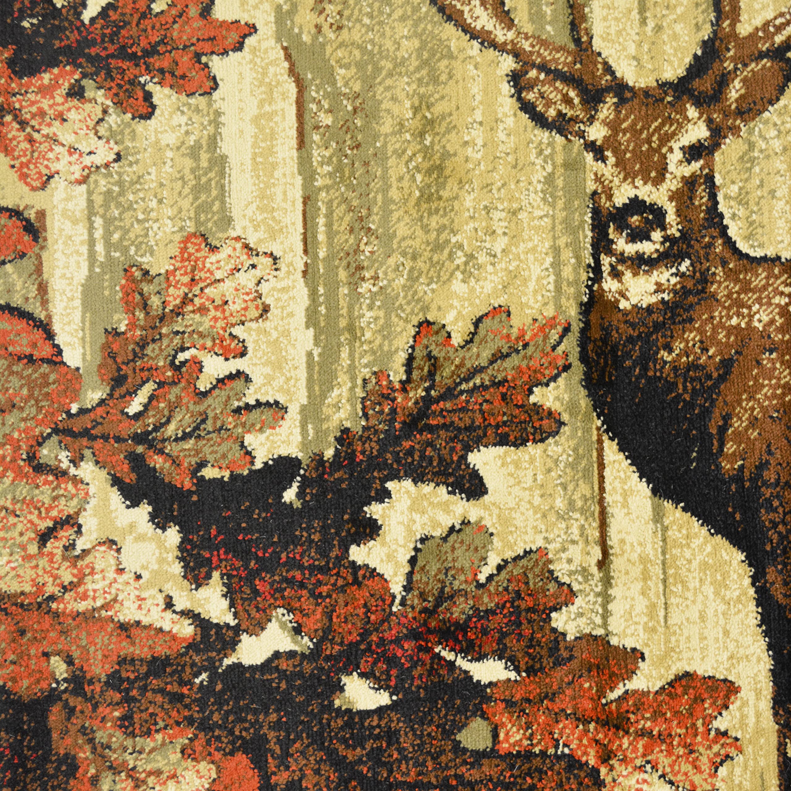 Rustic Lodge Deer Area Rug - 63x87 Inches Large Black Deer Print Rug for Living Room, Bedroom, Cabin & Lodge Decor