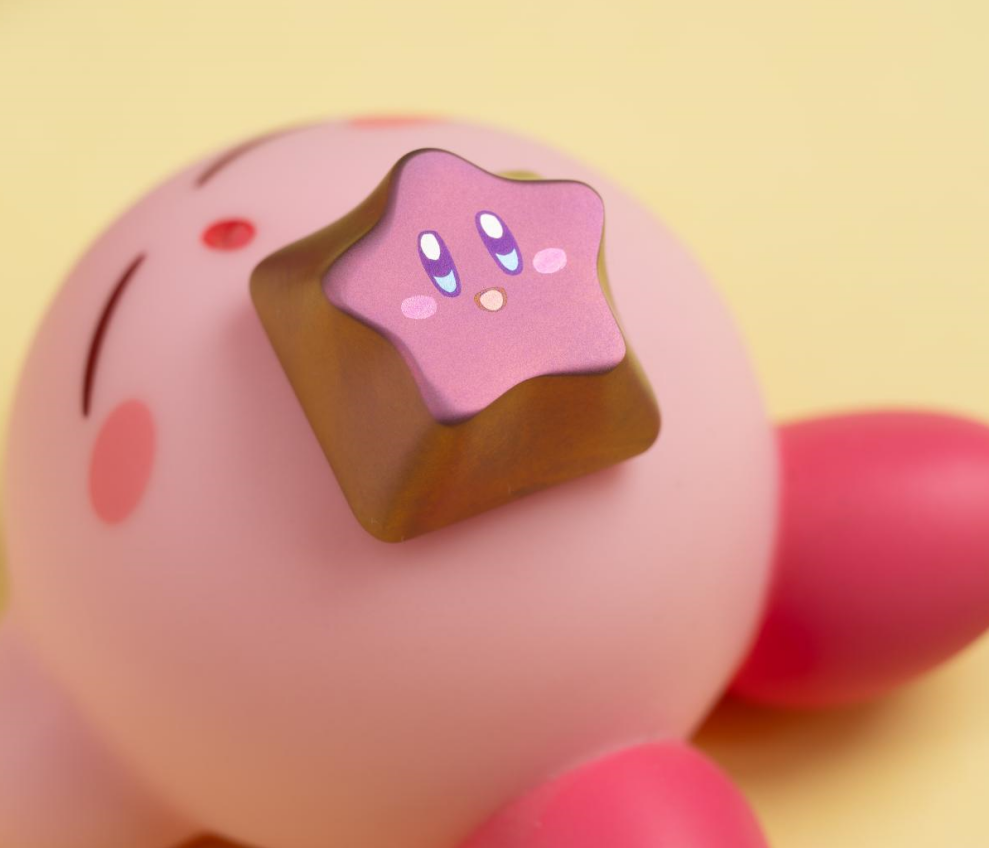 Kirby 1U Titanium Alloy Star-Shaped Custom Keycaps - Decorative Mechanical Keyboard Keycaps for Gaming & Typing Enthusiasts