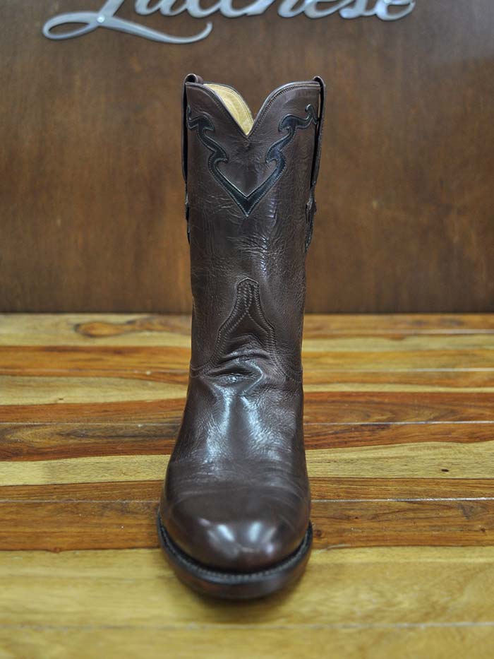 Lucchese L3555.RR Florence Buffalo Roper Boots for Men - Whiskey Burnished Leather Western Cowboy Boots - Perfect for Rodeo, Country Dancing & Casual Wear