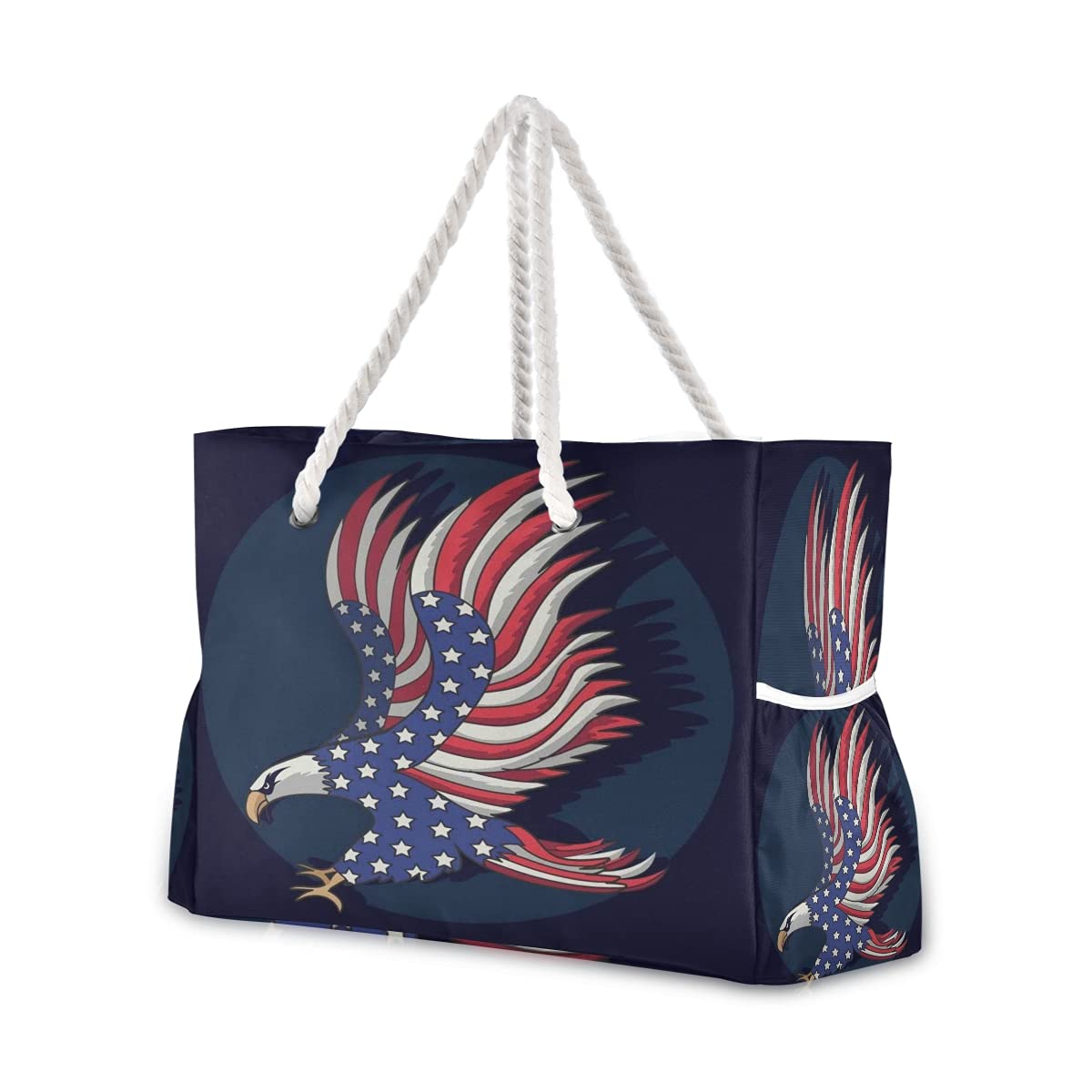 Large Waterproof Beach Tote Bag with Zipper - USA Flag Design for Women, Perfect for Pool, Gym & Travel | Durable Shoulder Bag for Summer Outings & Vacation Essentials