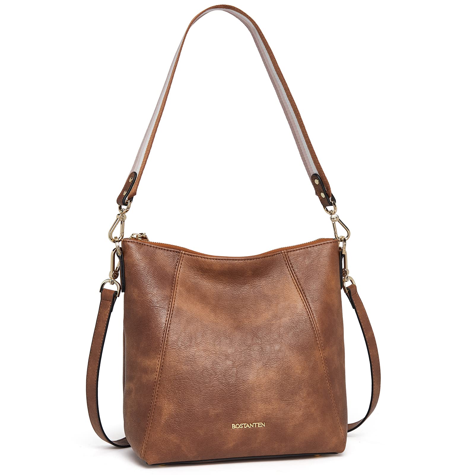 BOSTANTEN Genuine Leather Hobo Handbag for Women - Stylish Designer Shoulder & Crossbody Purse - Perfect for Work, Travel & Everyday Use
