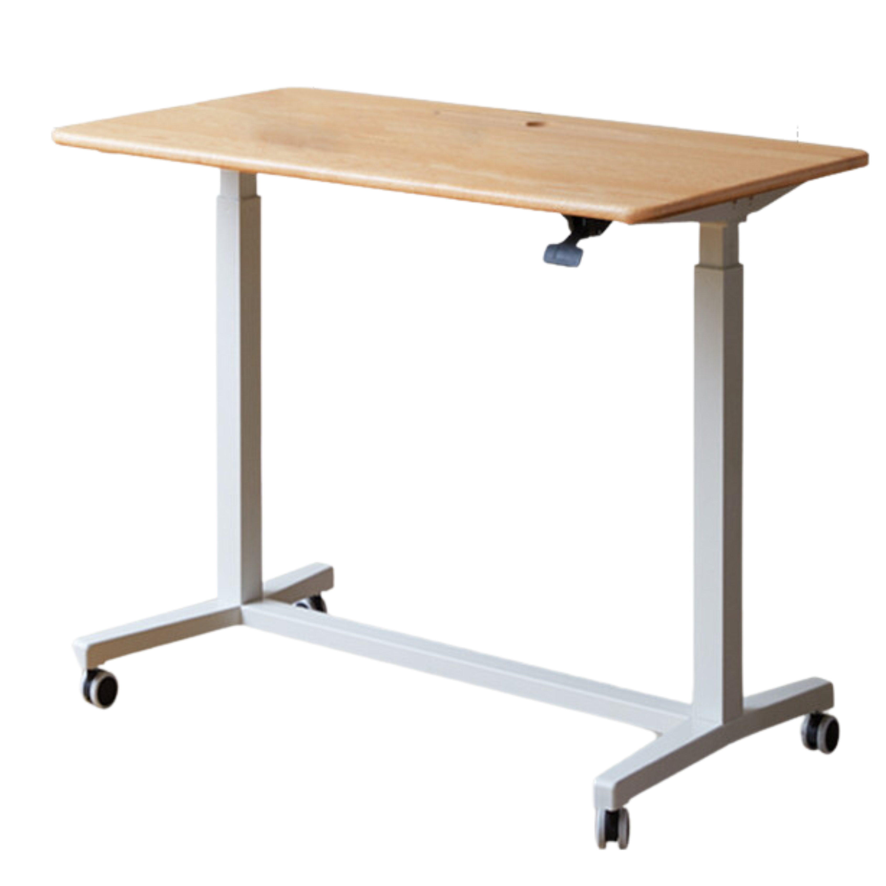 Solid Oak Wood Standing Desk for Home Office - Adjustable Height Mobile Workstation for Ergonomics & Productivity - Perfect for Remote Work, Study, and Small Spaces