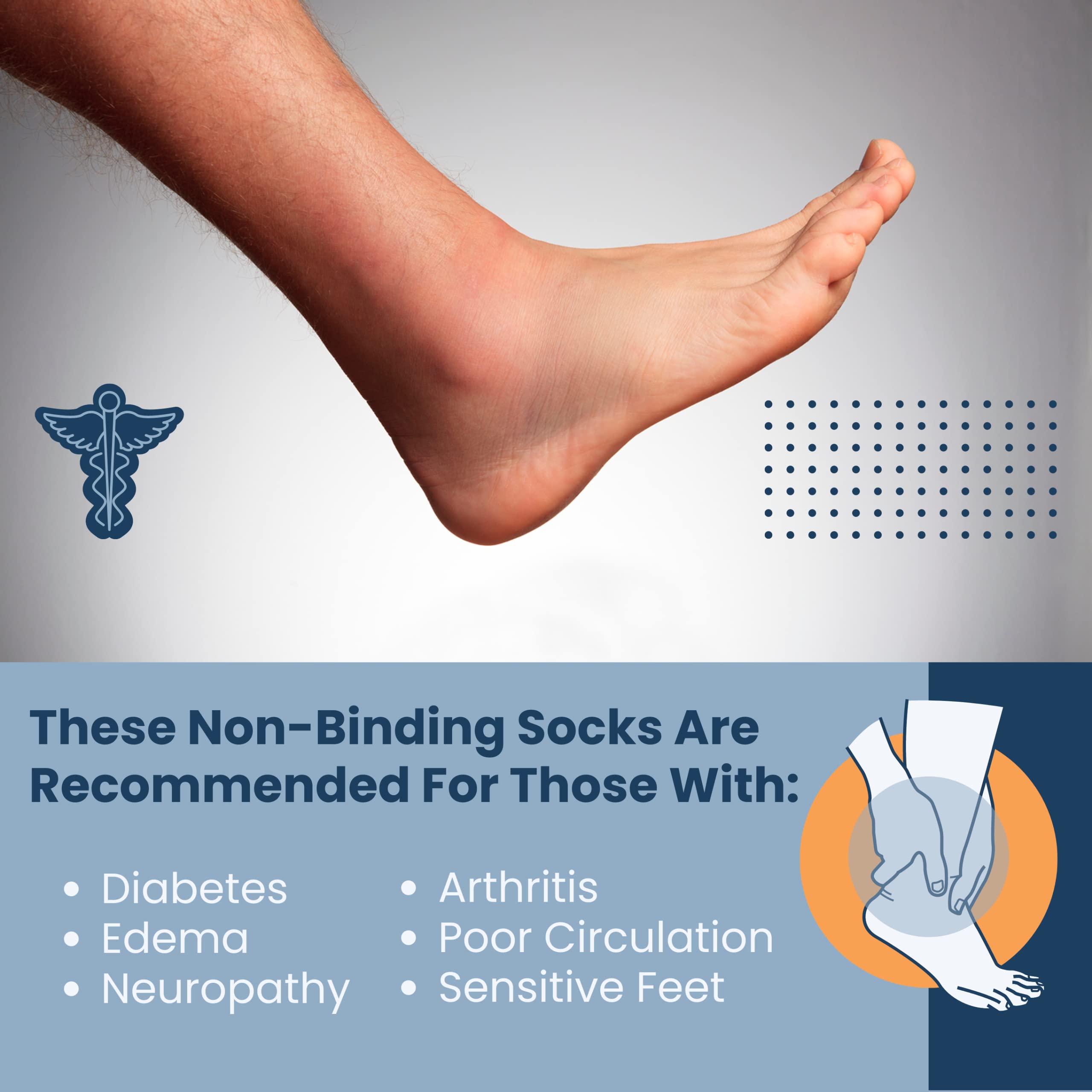 Diabetic Socks for Men & Women - 6 Pairs Extra Wide Non-Binding Ankle Socks with Neuropathy Relief - Ideal for Diabetes, Swelling & Circulation Support - Perfect for Daily Wear, Work & Medical Use
