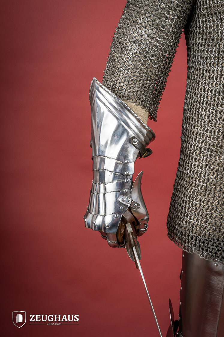 15th Century German Gauntlets - 1.2mm Polished Steel Medieval Armor for LARP, Cosplay & Historical Reenactment