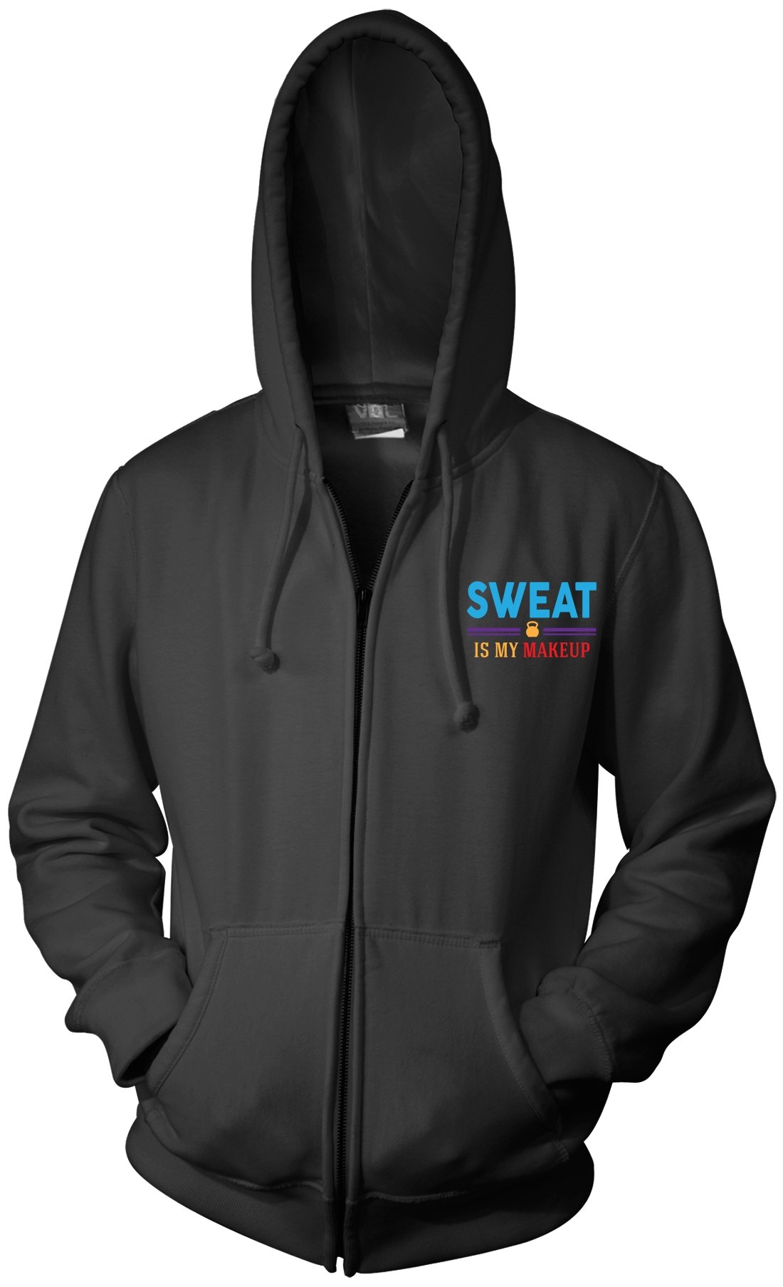 Bad Bananas Sweat is My Makeup Fitness Embroidered Zip Hoodie - Stylish Hooded Sweatshirt for Gym, Running & Casual Wear