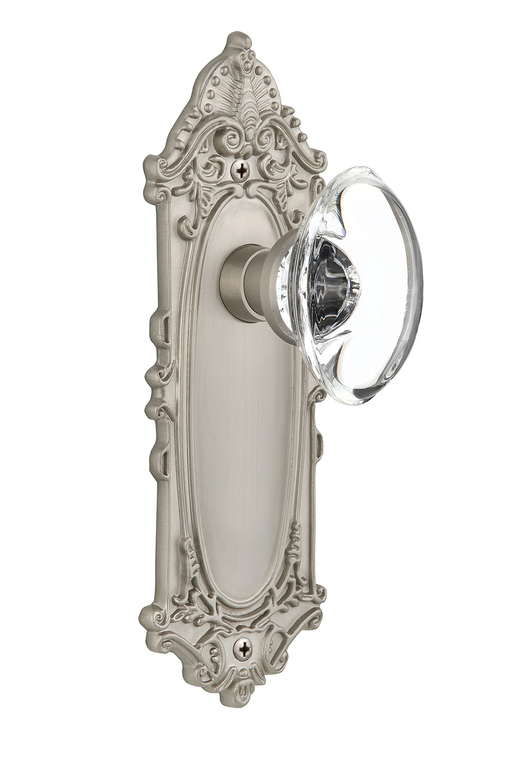 Nostalgic Warehouse Victorian Style Cabinet Plate with Oval Clear Crystal Glass Knob - 2.375