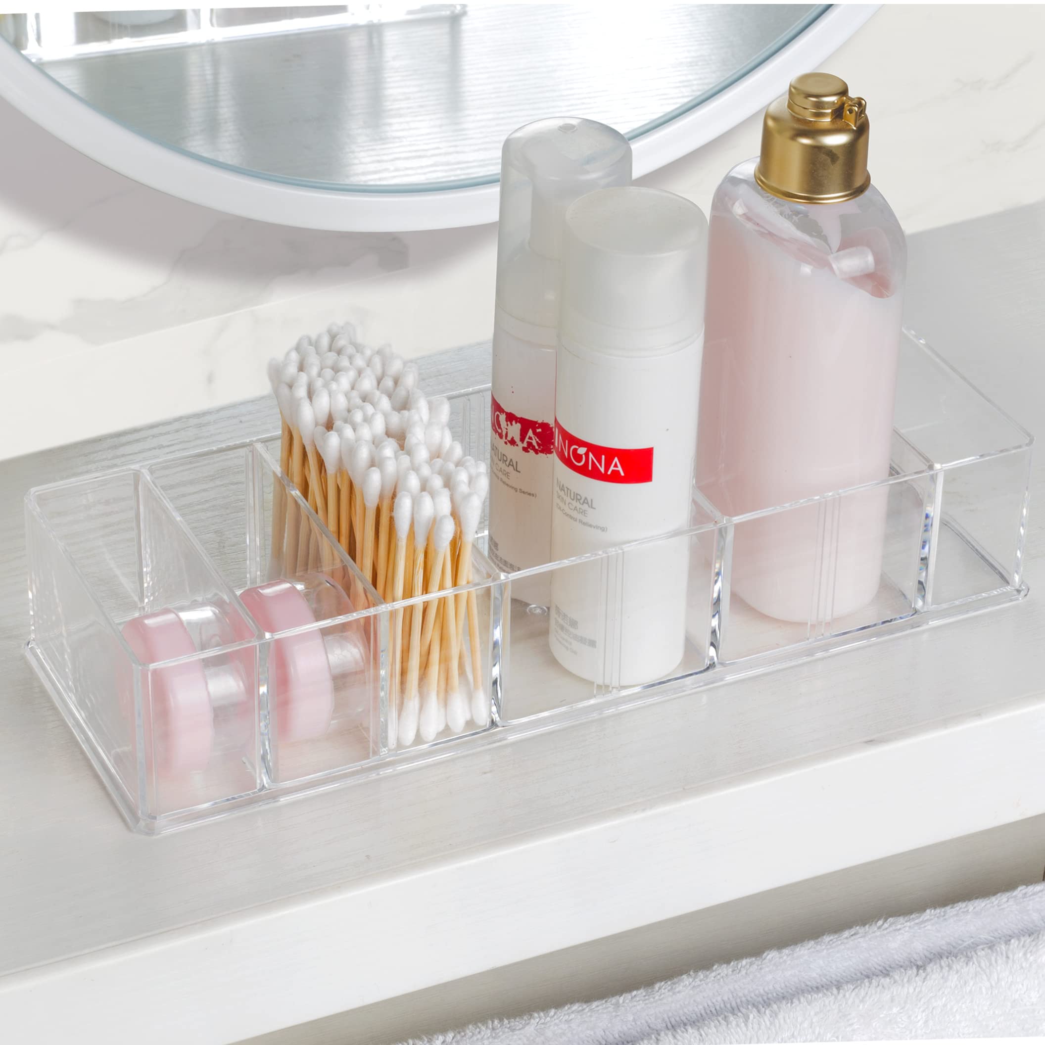 8-Compartment Acrylic Makeup Organizer with Detachable Drawers - Clear Cosmetic Storage Box for Jewelry, Cosmetics & Accessories - Perfect for Vanity, Bathroom, Dresser & Kitchen Organization