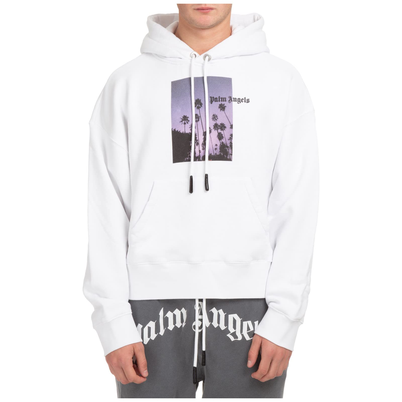 PALM ANGELS Men's Hoodie with Stars and Palms Print - White | Streetwear Fashion, Casual Wear & Winter Outfits for Men