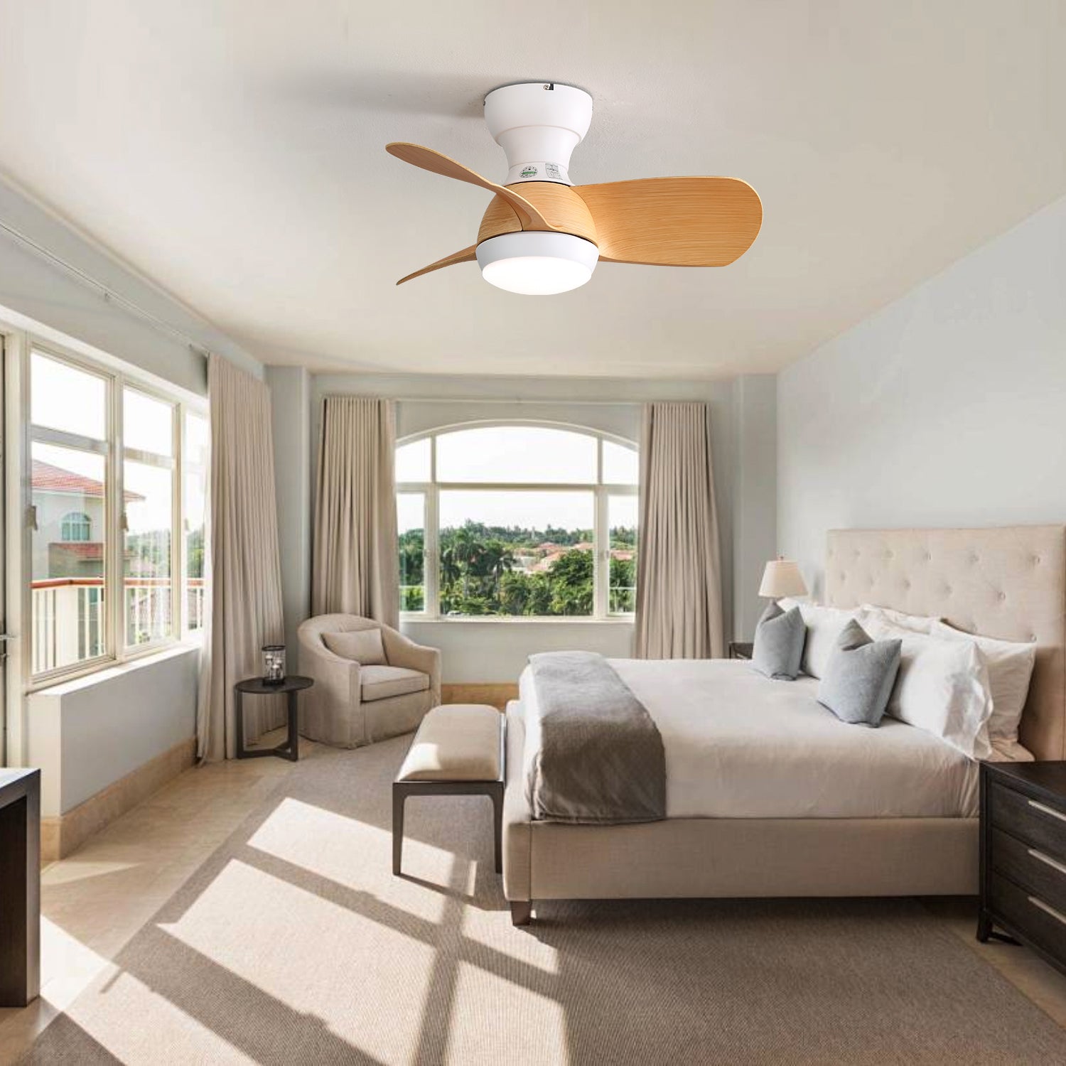 23 Inch Mini LED Ceiling Fan with Remote - 3 Speed DC Motor, 3 ABS Blades & Dimmable 3-Color Lighting - Perfect for Bedroom, Nursery or Small Room Cooling