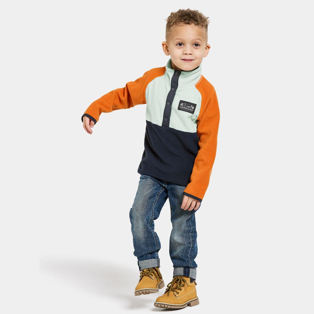 Didriksons Monte Half Button Kids Fleece Jacket - Navy Blue - Warm & Cozy Winter Outerwear for Boys & Girls - Perfect for School, Playdates & Outdoor Adventures