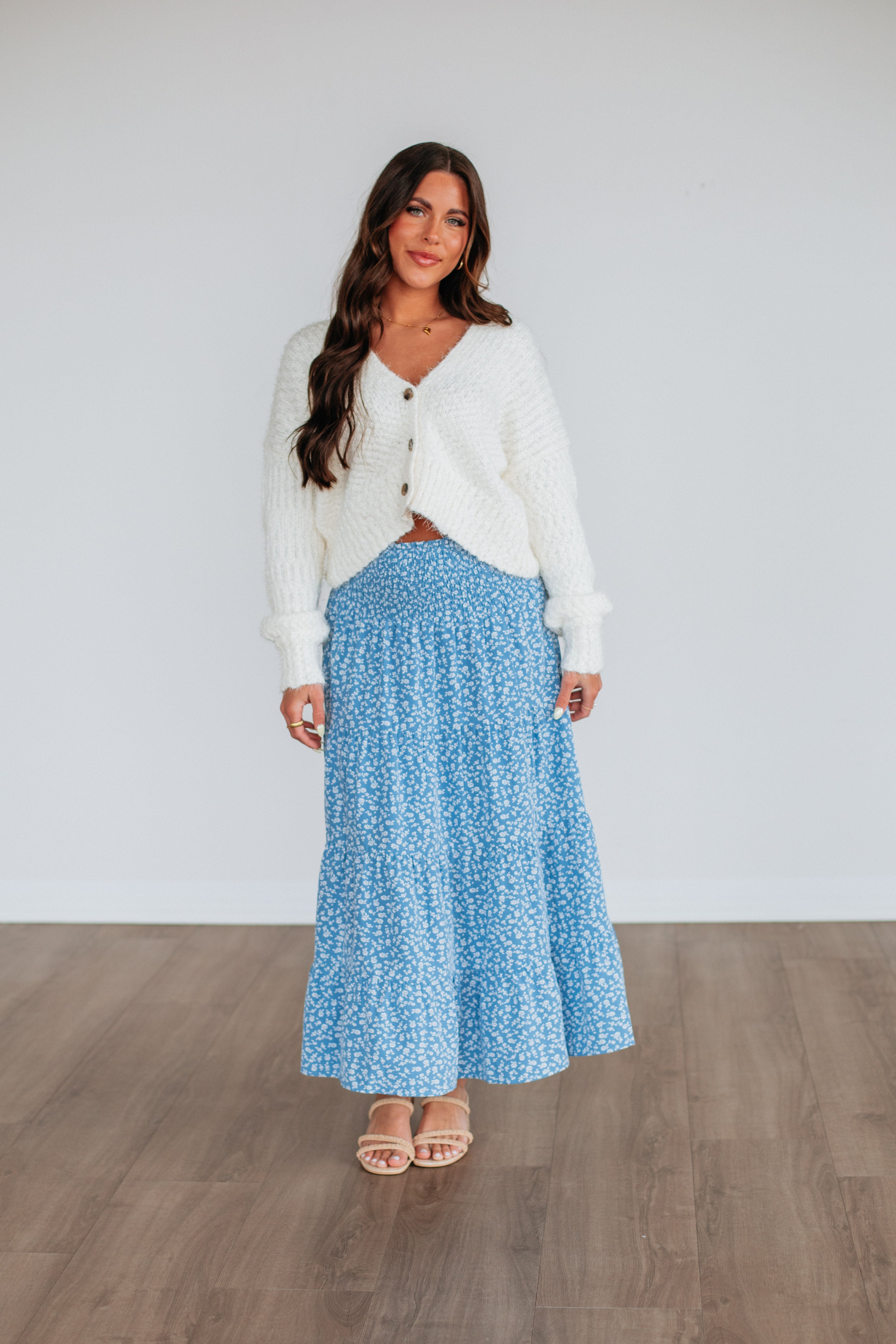 Elissa Floral Skirt for Women - A-Line Summer Midi Skirt with Pockets - Boho Flowy Skirt for Beach, Vacation, and Casual Outfits