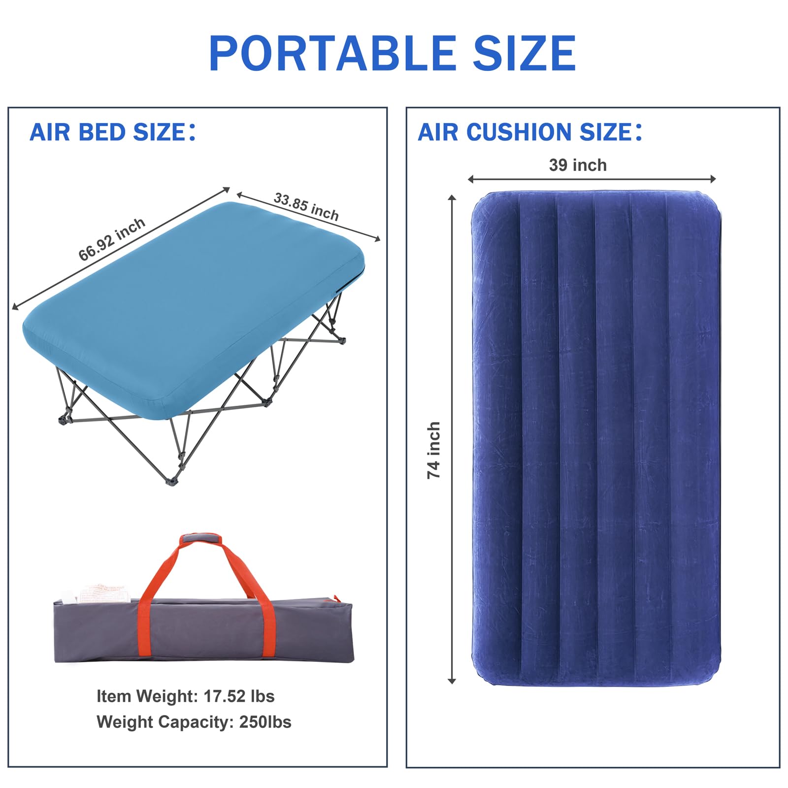 Premium Folding Camping Cot for Adults with Inflatable Air Mattress & Carry Bag - Portable Outdoor Sleeping Solution for Travel, Beach, Backpacking & Vacation (Air Pump Not Included) | Durable & Comfortable for Camping, Hiking & Picnics