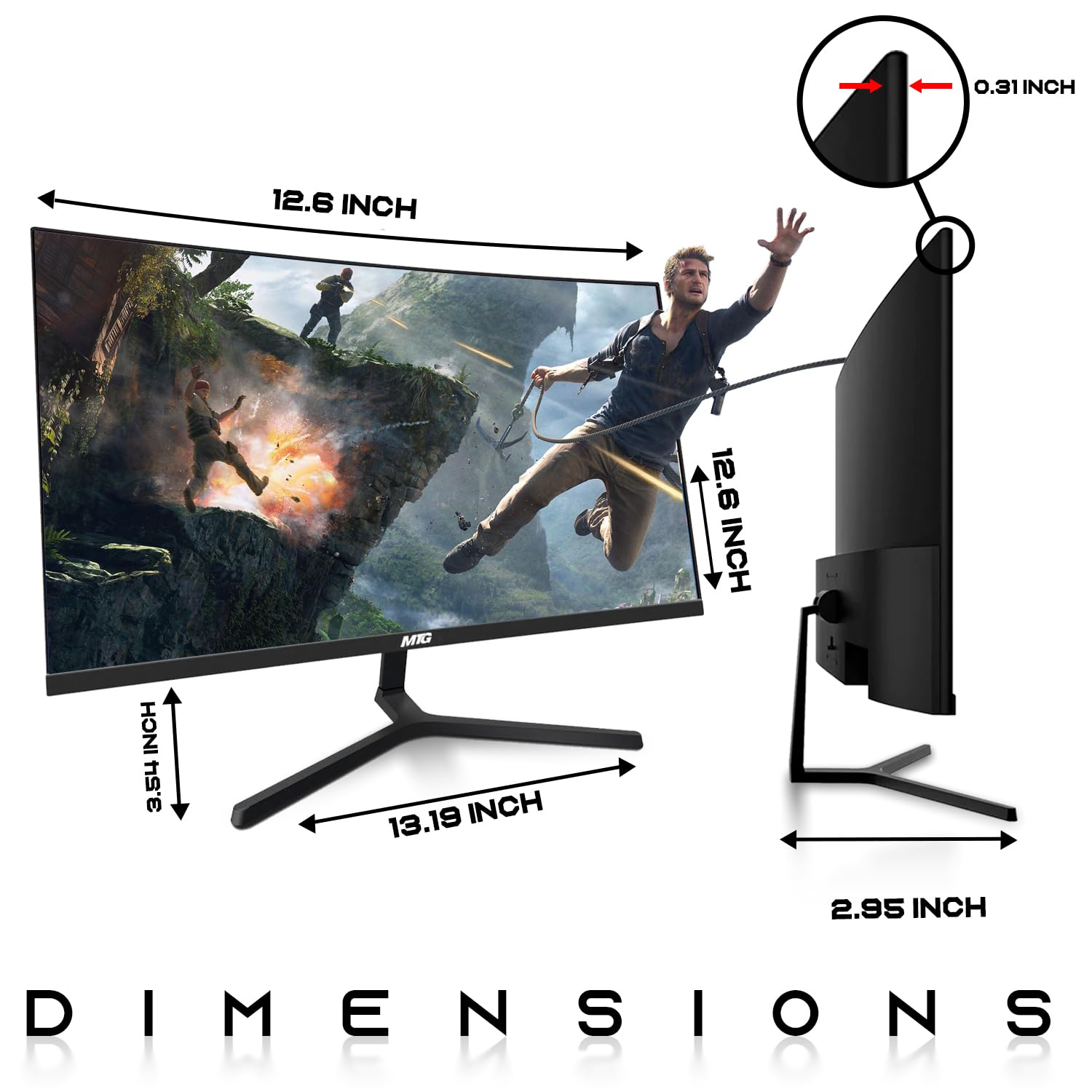 MTG 24-inch 1080p Full HD LED Computer Monitor - 75Hz Refresh Rate, 3ms Response Time, VESA Mountable, HDMI & VGA Ports, Ultra-Thin Bezel-Less Design with Built-in Speakers (Includes Wired Keyboard & Mouse) - Perfect for Home Office, Gaming, and Multimedia Entertainment