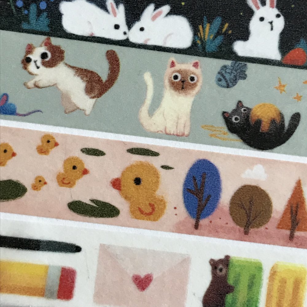 Cat Meow Washi Tape - Cute Japanese Decorative Paper Tape for Scrapbooking, Journaling, DIY Crafts - Perfect for Gift Wrapping, Planner Decor, and Bullet Journaling