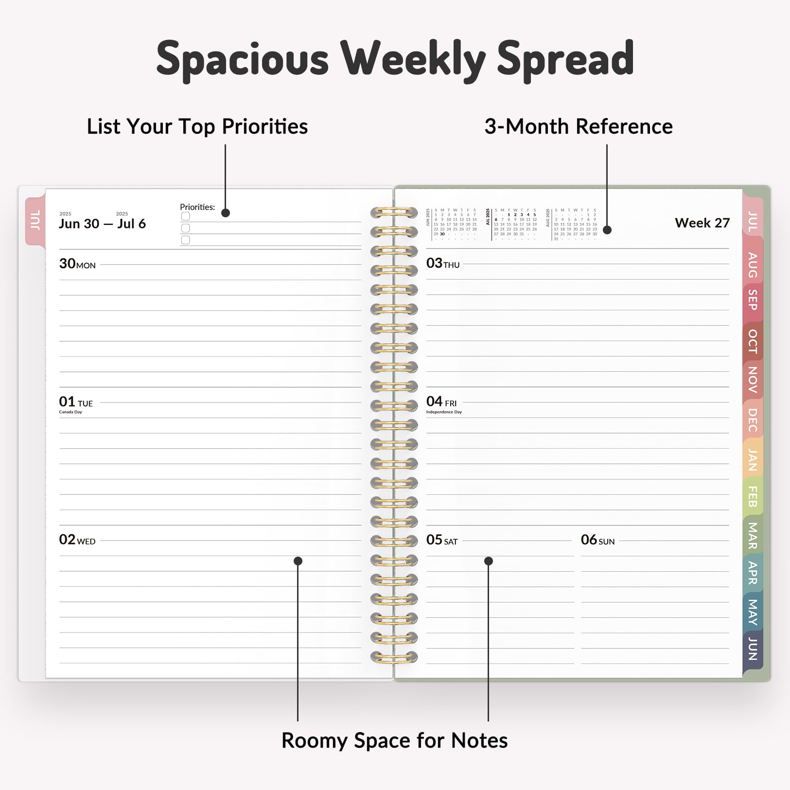 18 Month Academic Planner 2025-2026 | Weekly & Monthly Agenda Book | July 2025 - December 2026 | 5