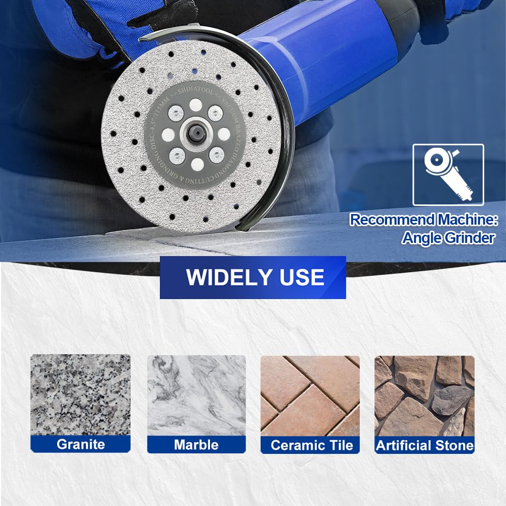 5 Inch Diamond Cutting Wheel for Granite, Marble, Quartz - Fast Cutting & Grinding Disc for Angle Grinder with 5/8-11 Thread (125mm) - Perfect for Countertop Installation, Tile Work & Stone Shaping