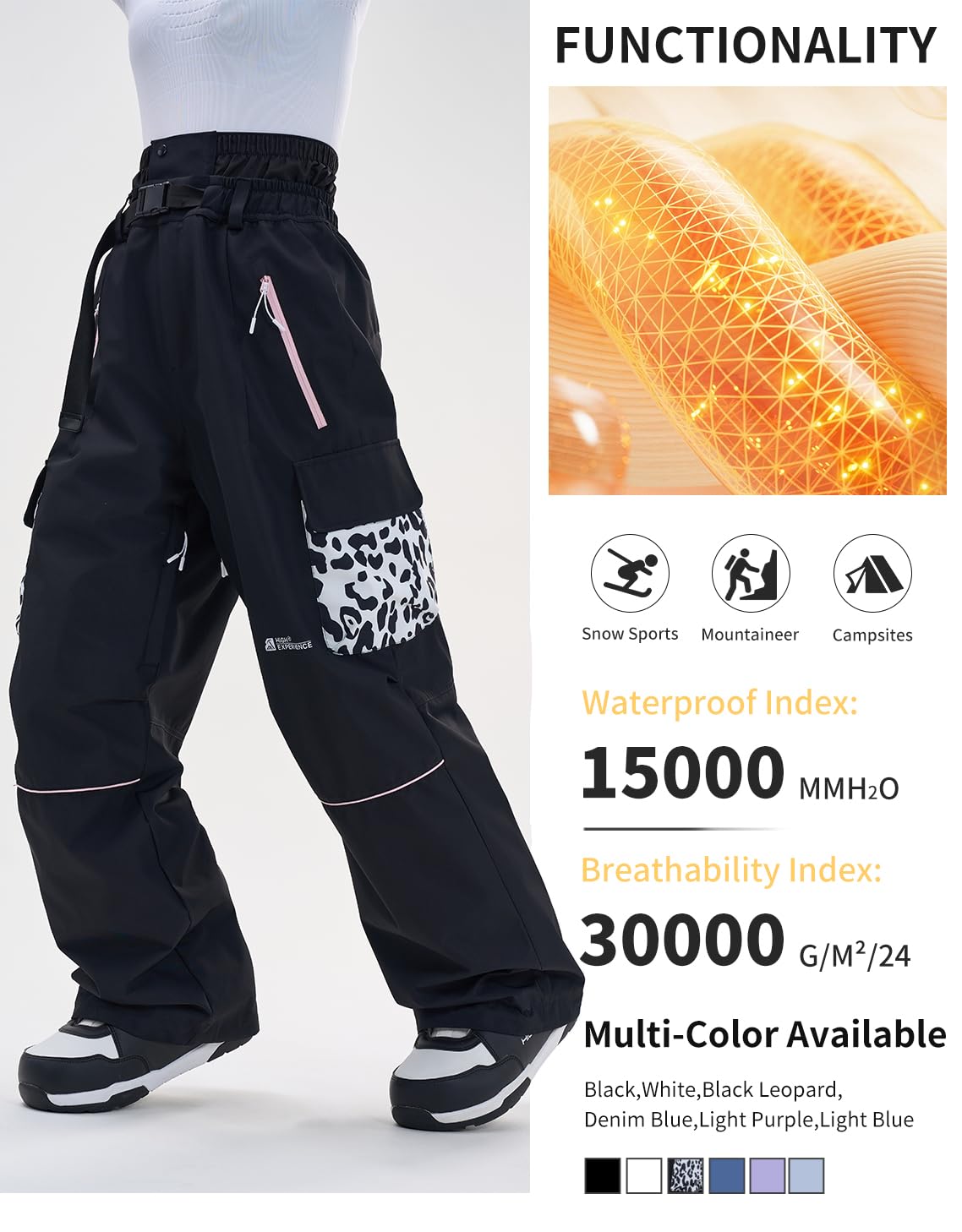 **Waterproof Windproof Snowboard Pants for Women & Men - Loose Fit Insulated Ski Pants for Warmth & Comfort | Perfect for Skiing, Snowboarding & Winter Sports**