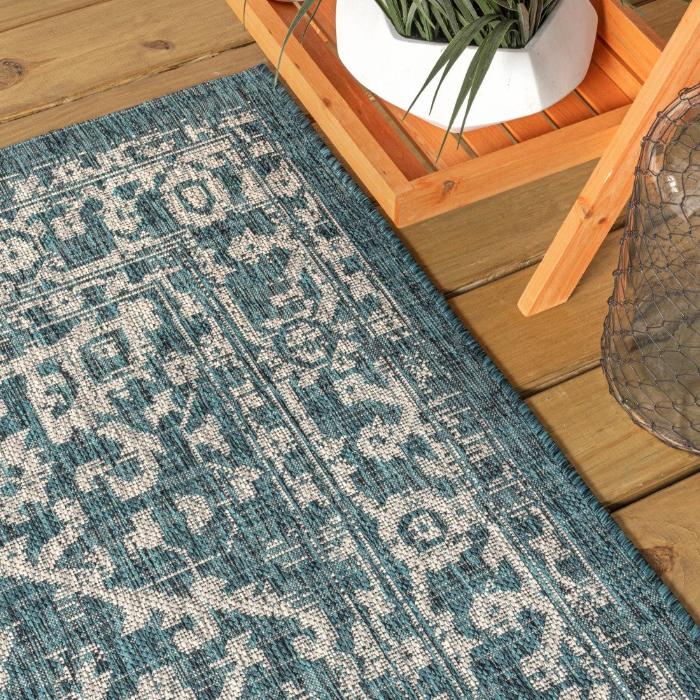 Malta Bohemian Medallion Textured Weave Indoor/Outdoor Area Rug - Perfect for Living Room, Bedroom, Patio & Deck Decor