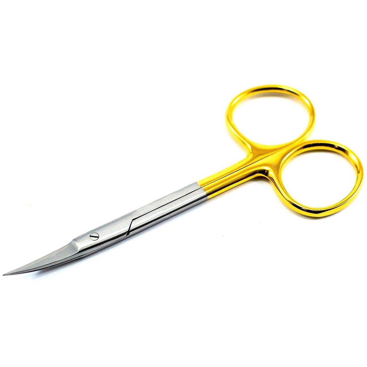 **Premium Iris Scissors - Curved Tip Surgical Scissors for Precision Cutting - Sharp Stainless Steel Dissection Scissors with Non-Slip Gold Handle - Ideal for Dental, Medical, Lab & Craft Use**    *(Use Cases: Perfect for delicate surgical procedures, dental work, laboratory dissections, medical suturing, and detailed craft projects.)*