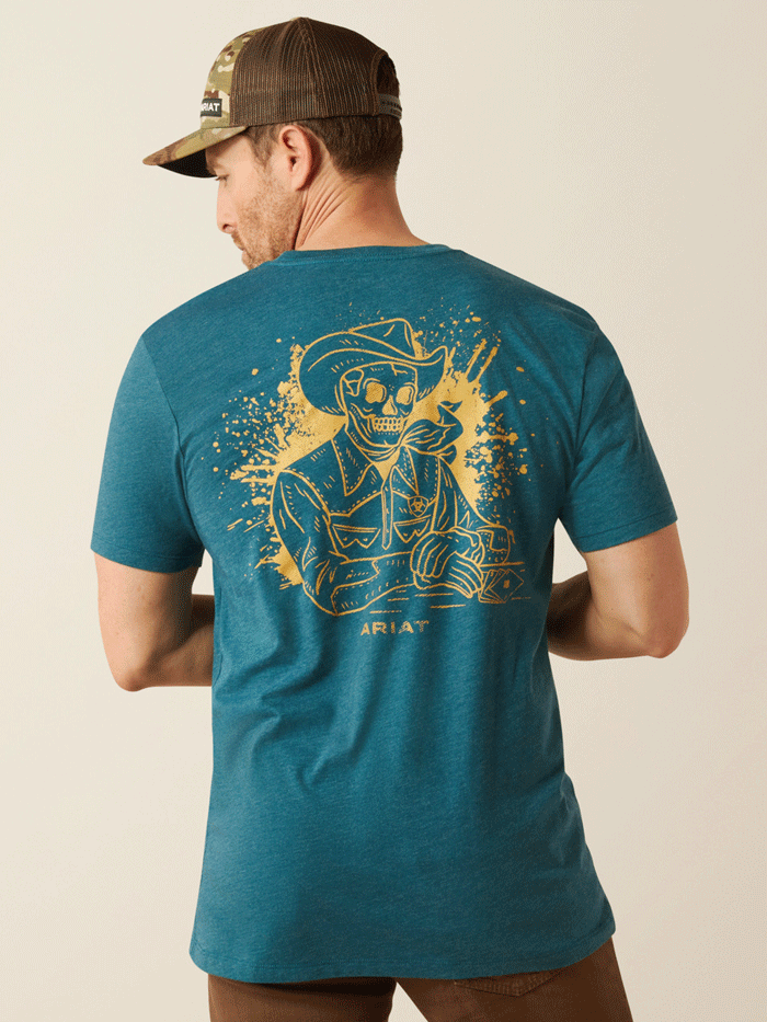Ariat 10054003 Men's Played Out T-Shirt - Deep Sea Heather Teal - Comfortable Casual Wear for Outdoor Activities & Everyday Use