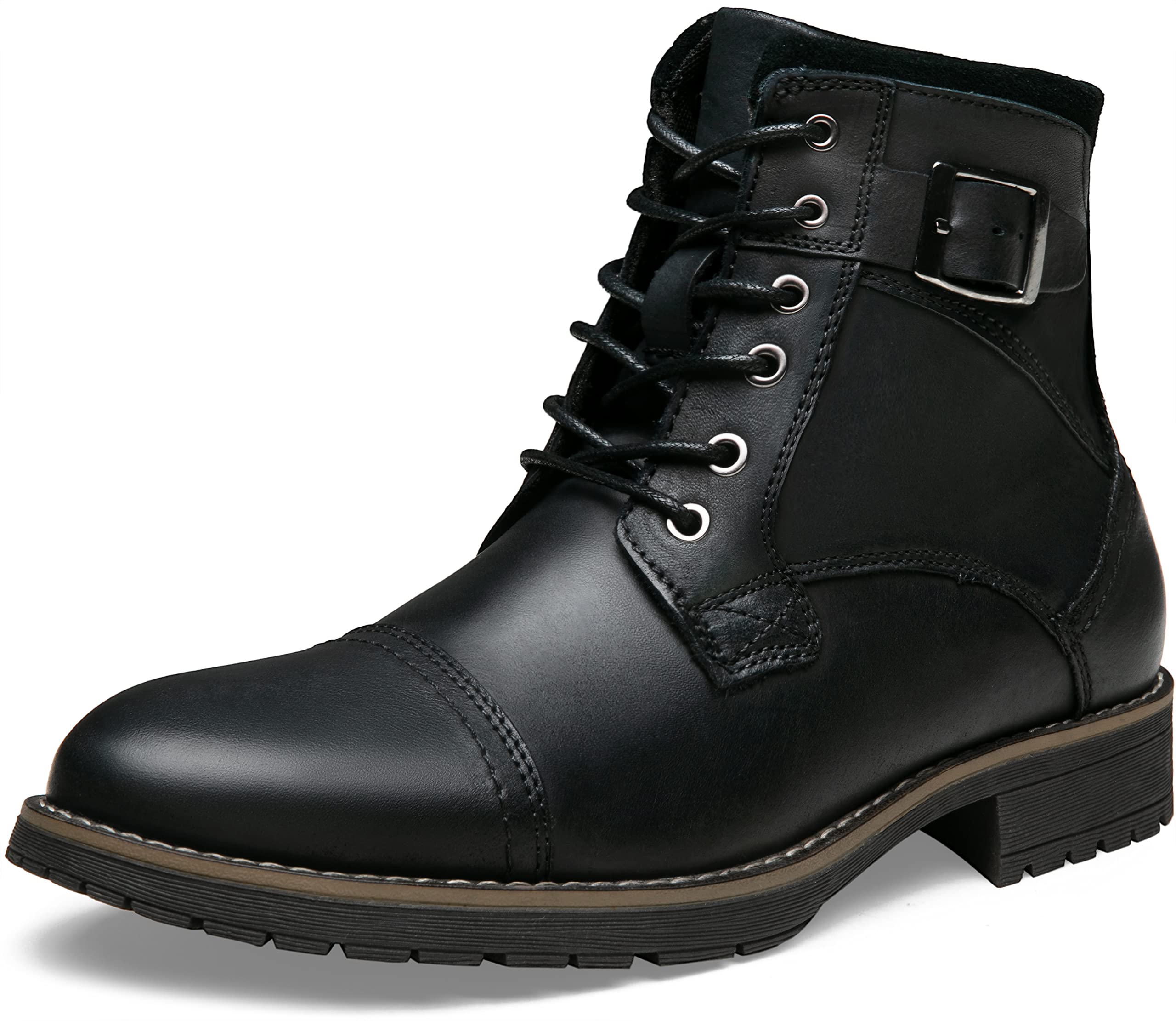 Vostey Men's Motorcycle Combat Boots - Leather Cap Toe Chukka Dress Boots for Men | Waterproof & Durable | Perfect for Riding, Work & Casual Wear