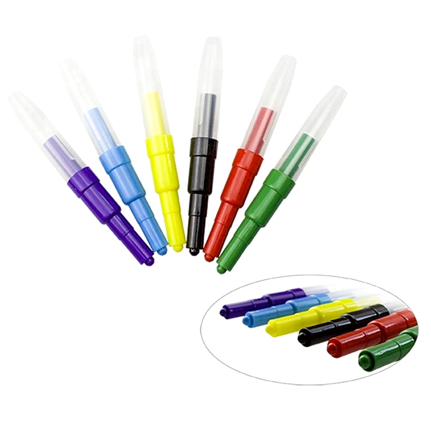Ekan 6-Piece Color Spray Blow Pens Set with 3 Stencils - Fun Drawing Arts & Crafts Kit for Kids, Perfect for School Stationery, Birthday Party Favors & Creative DIY Projects