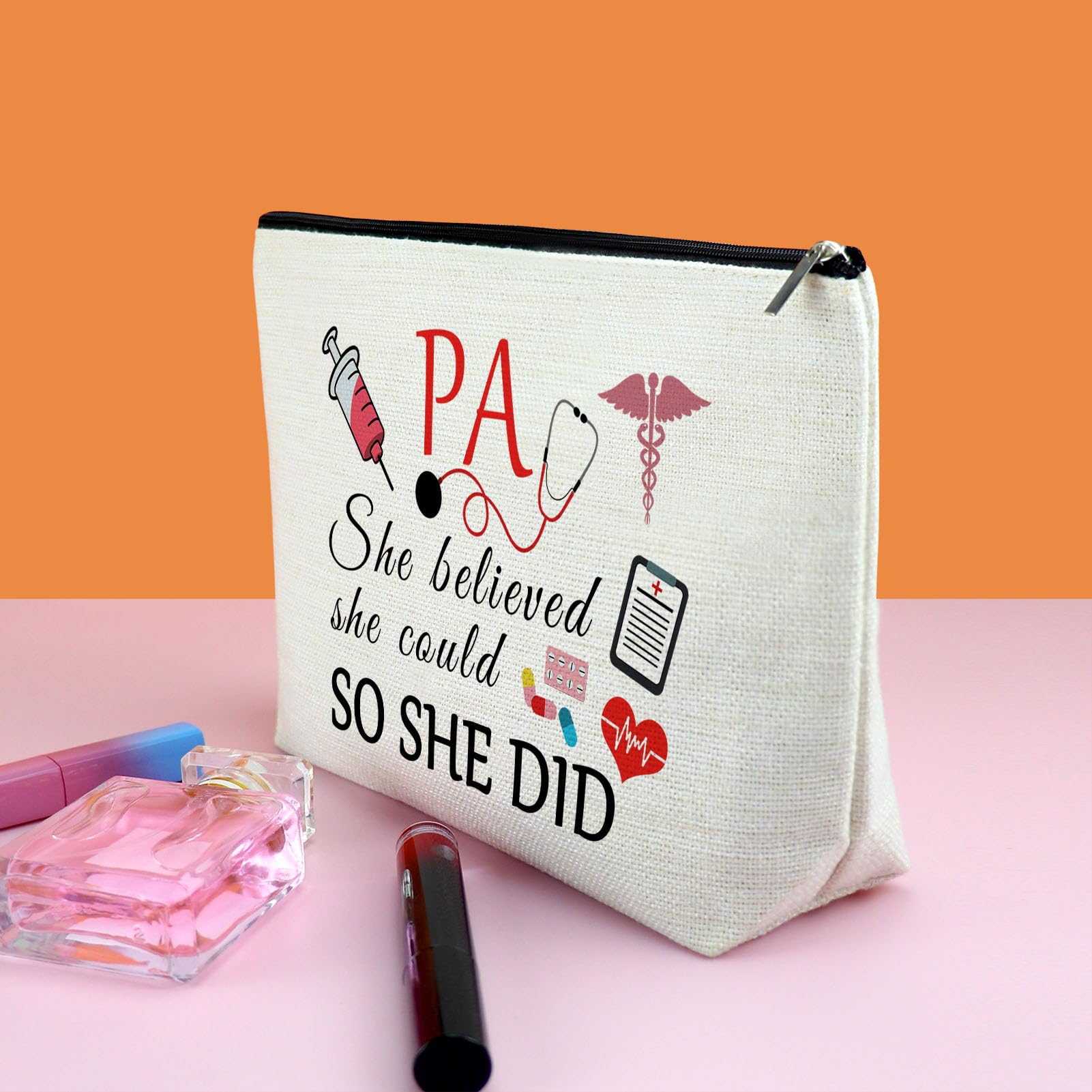 Physician Assistant Gifts for Graduation - Inspirational Travel Makeup Bag for PA, Nurse & Medical Students - Perfect for Clinical Rotations & Hospital Shifts