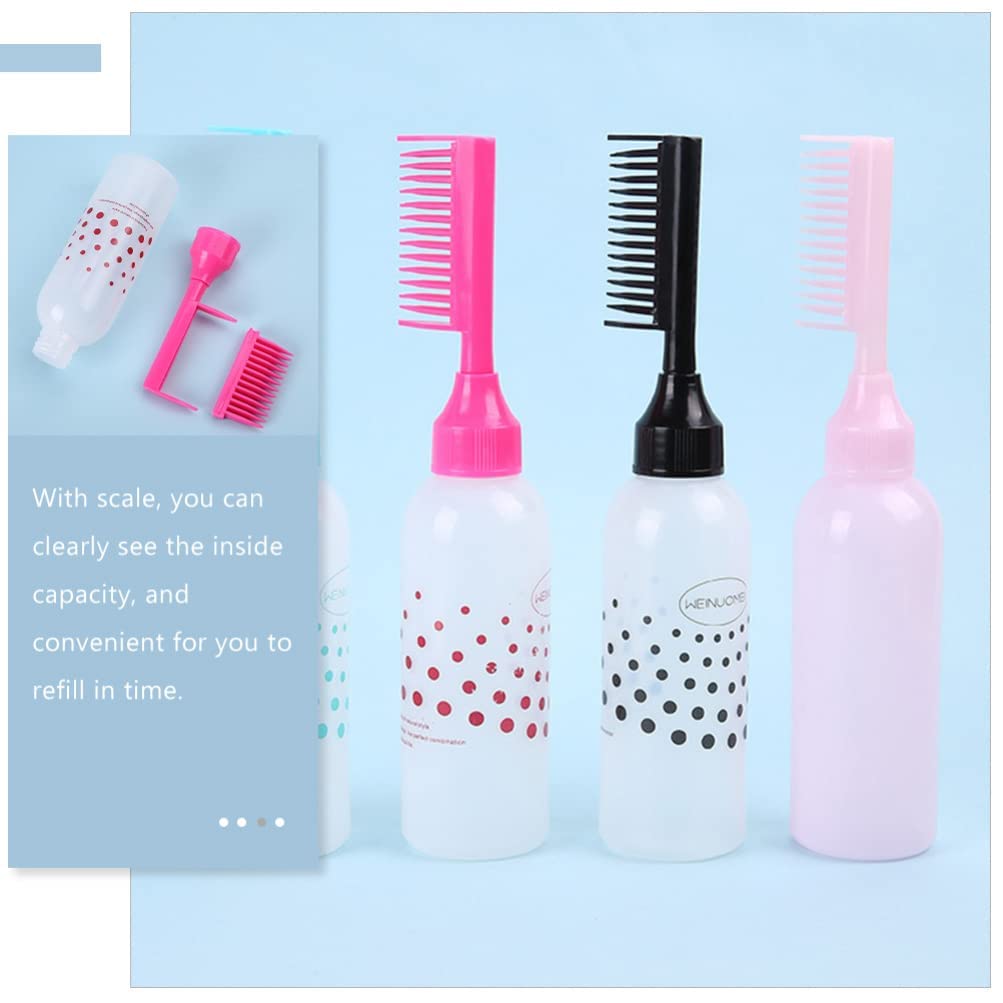 Ghelonadi 120ML Hair Oil Bottle with Comb - Hair Dye Applicator Brush & Styling Tool for Hair Coloring (White) - Perfect for Salon Professionals & At-Home Hair Treatments
