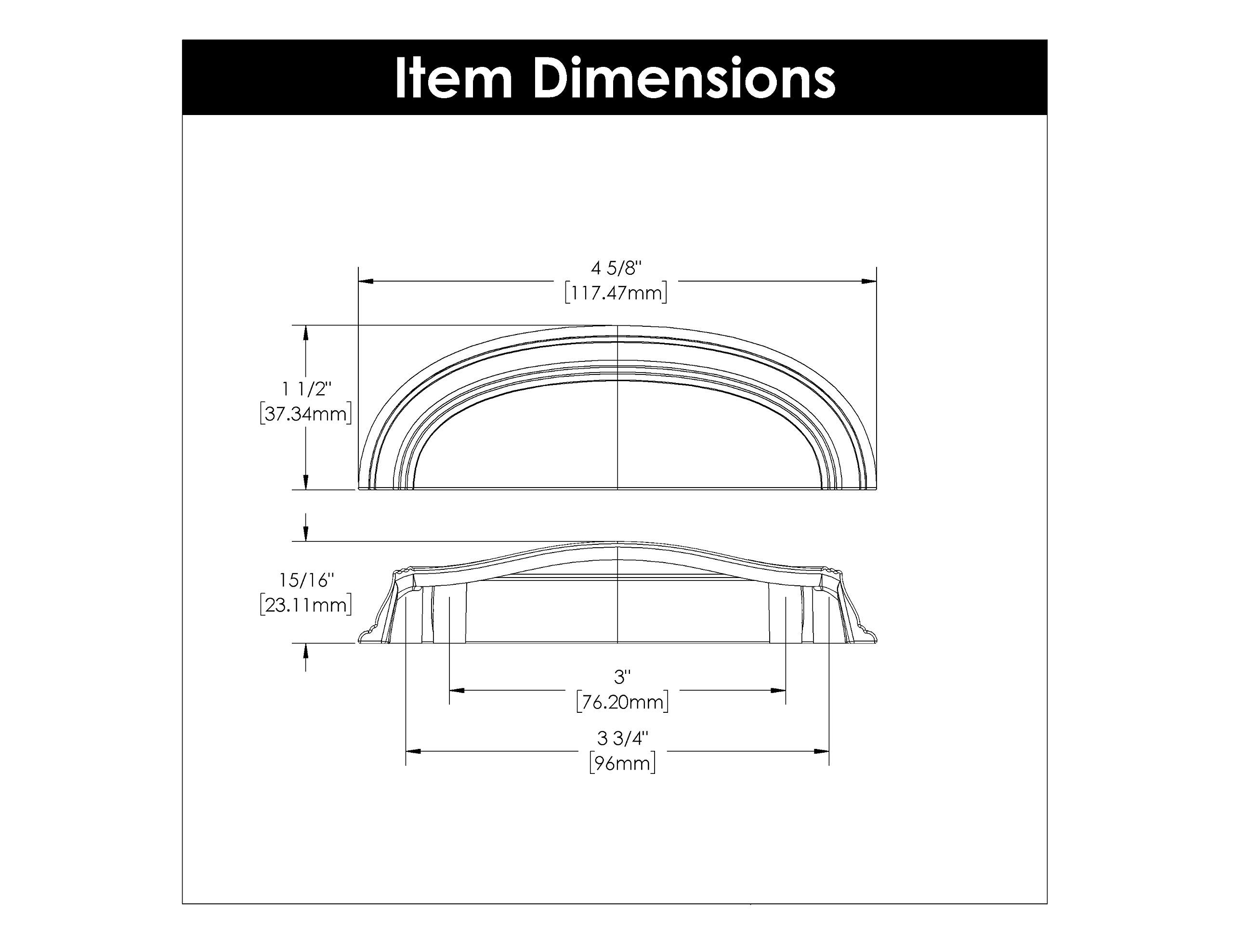 Premium 10-Pack Hickory Hardware Solid Core Kitchen Cabinet Pulls - Luxury Chrome Cabinet Handles for Doors & Dresser Drawers (3