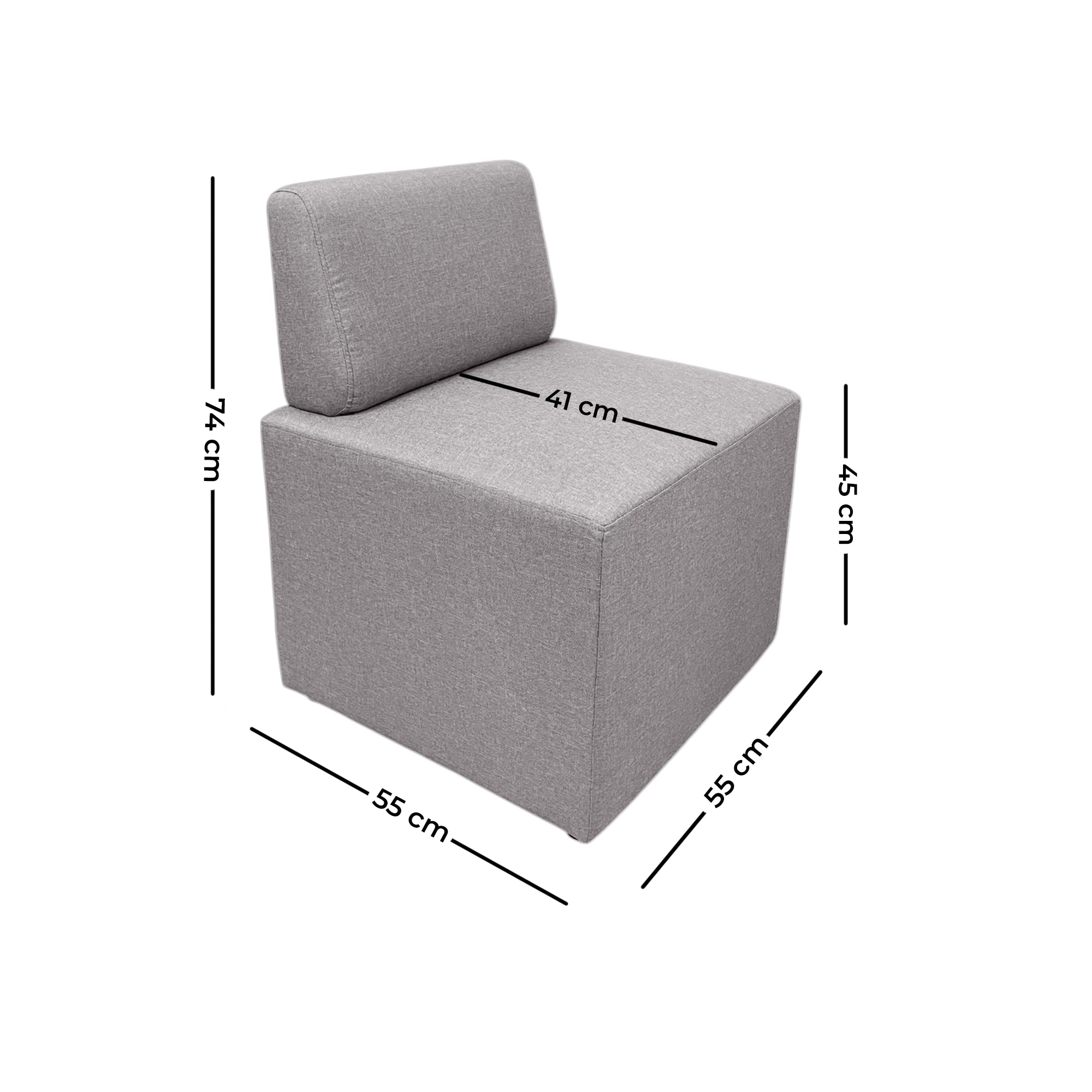 Dylan Upholstered Ottoman with Backrest - Comfortable Footrest and Extra Seating for Living Room, Bedroom, or Office