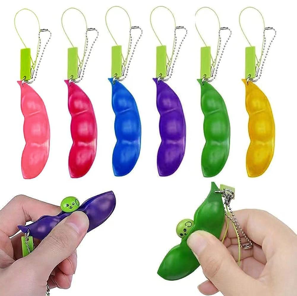 **AHEYE Fidget Toys - Funny Facial Expressions Squeeze Edamame Stress Relief Keychain for Kids & Adults - Anxiety Relief Sensory Toy - Perfect for Birthday Gifts, Office, Travel & Classroom Use**