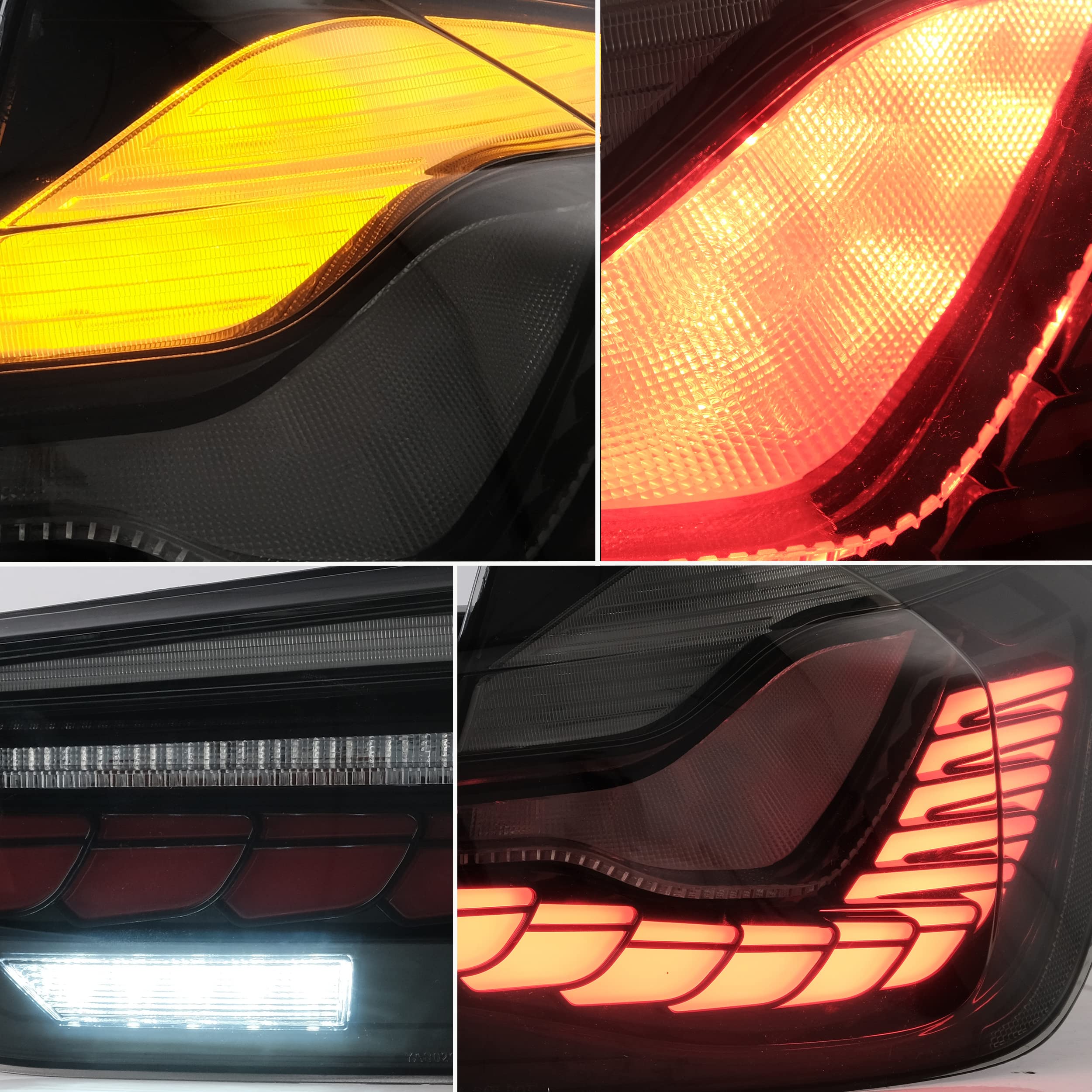 VLAND OLED Tail Lights Assembly for BMW M3 & 3 Series F30 F35 F80 Sedan (2012-2018) - Upgraded Dragon Scale DRL, Sequential Turn Signals, Smoked Lens - Perfect for Night Driving & Car Customization