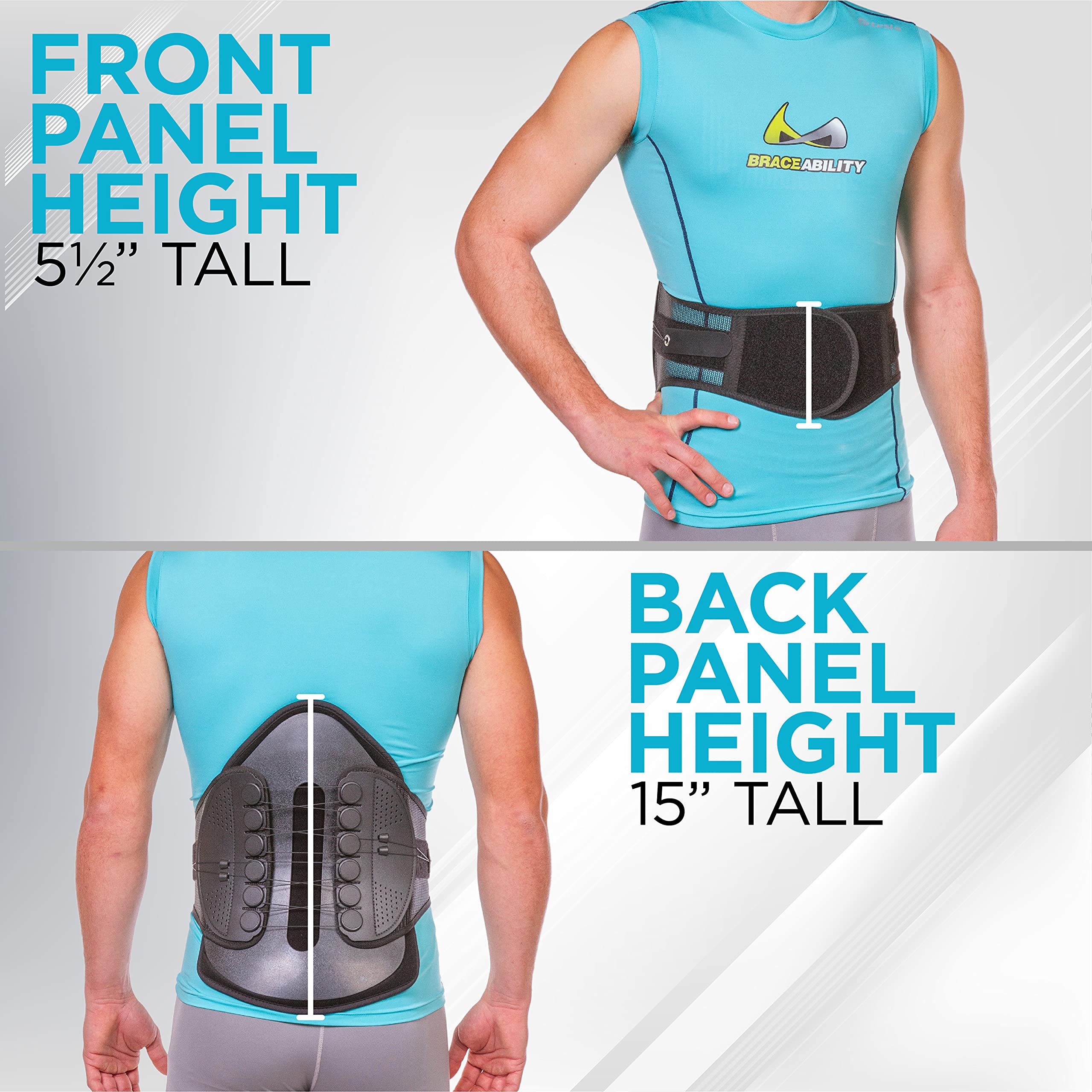 BraceAbility Adjustable Lumbar Decompression Back Brace - Semi-Rigid Lumbosacral Support Belt for Herniated Disc, Sciatica, Post-Surgery Recovery & Back Pain Relief (Large) - Ideal for Office Work, Driving & Daily Activities