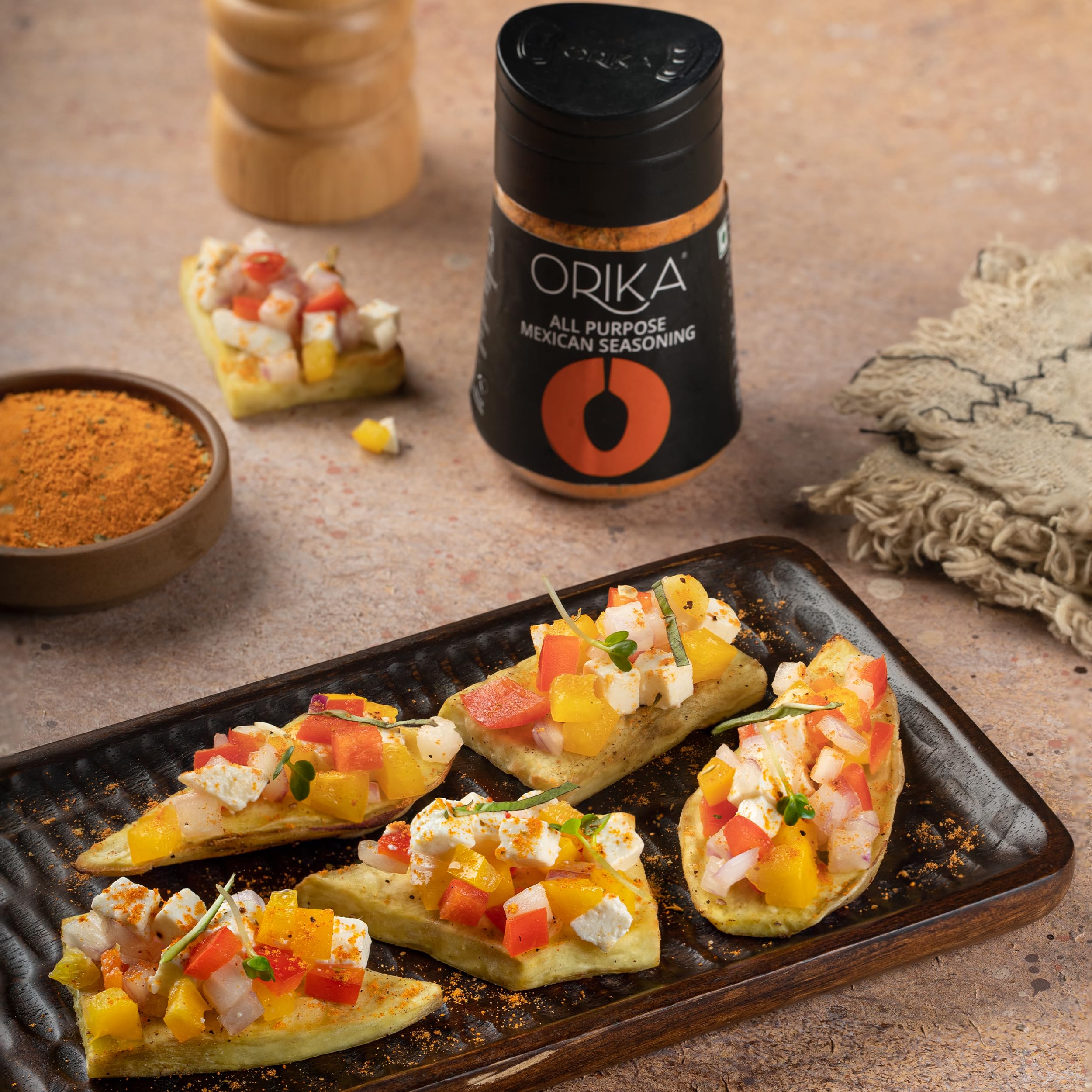 Orika All Purpose Mexican Seasoning - Premium Blend of Herbs & Spices for Tacos, Mexican Rice, Fries, Pasta, Nachos | 80g | Perfect for Home Cooking, BBQ & Party Snacks