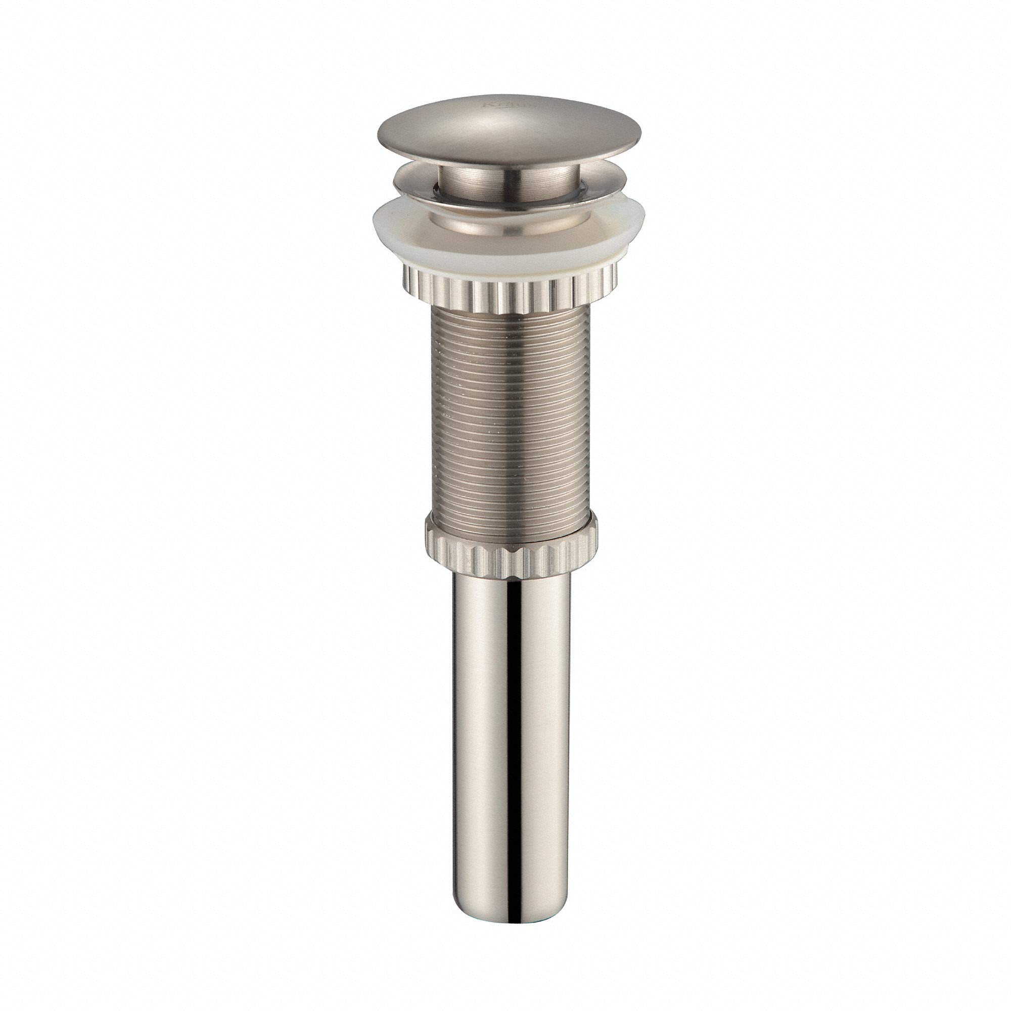 KRAUS PU-10SN Satin Nickel Pop-Up Bathroom Sink Drain - Modern & Durable Drain Stopper for Bathroom Vanity, Vessel Sinks, and Home Renovation Projects