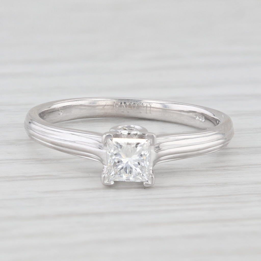 0.47ct Princess Cut Diamond Solitaire Engagement Ring in 18k White Gold - Size 6.75 - Perfect for Proposals, Anniversaries & Special Occasions