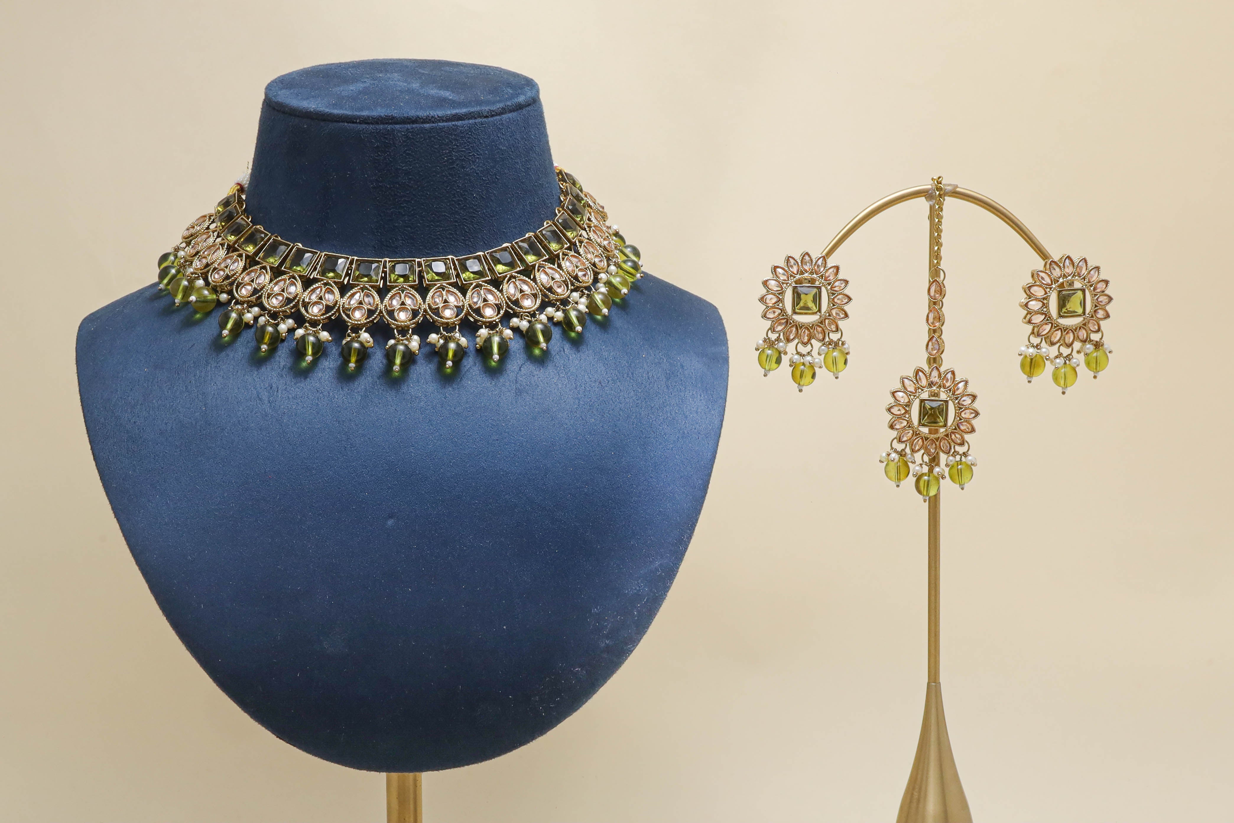 JHANVI POLKI Full Set Jewelry - Traditional Indian Kundan Necklace Set for Women | Perfect for Weddings, Parties & Festive Occasions