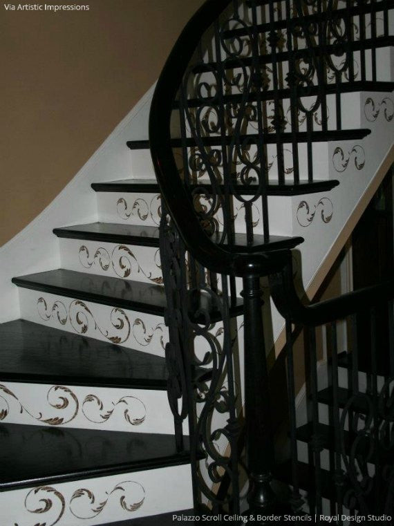 Palazzo Scroll Border Stencil - Reusable DIY Painting Template for Walls, Furniture & Fabric - Perfect for Home Decor, Craft Projects, and Wedding Invitations