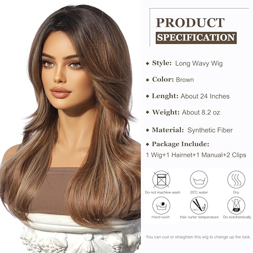 Frosted Ombre Curtain Bangs Long Layered Heat Resistant Synthetic Wig for Women - Perfect for Cosplay, Daily Wear & Special Occasions