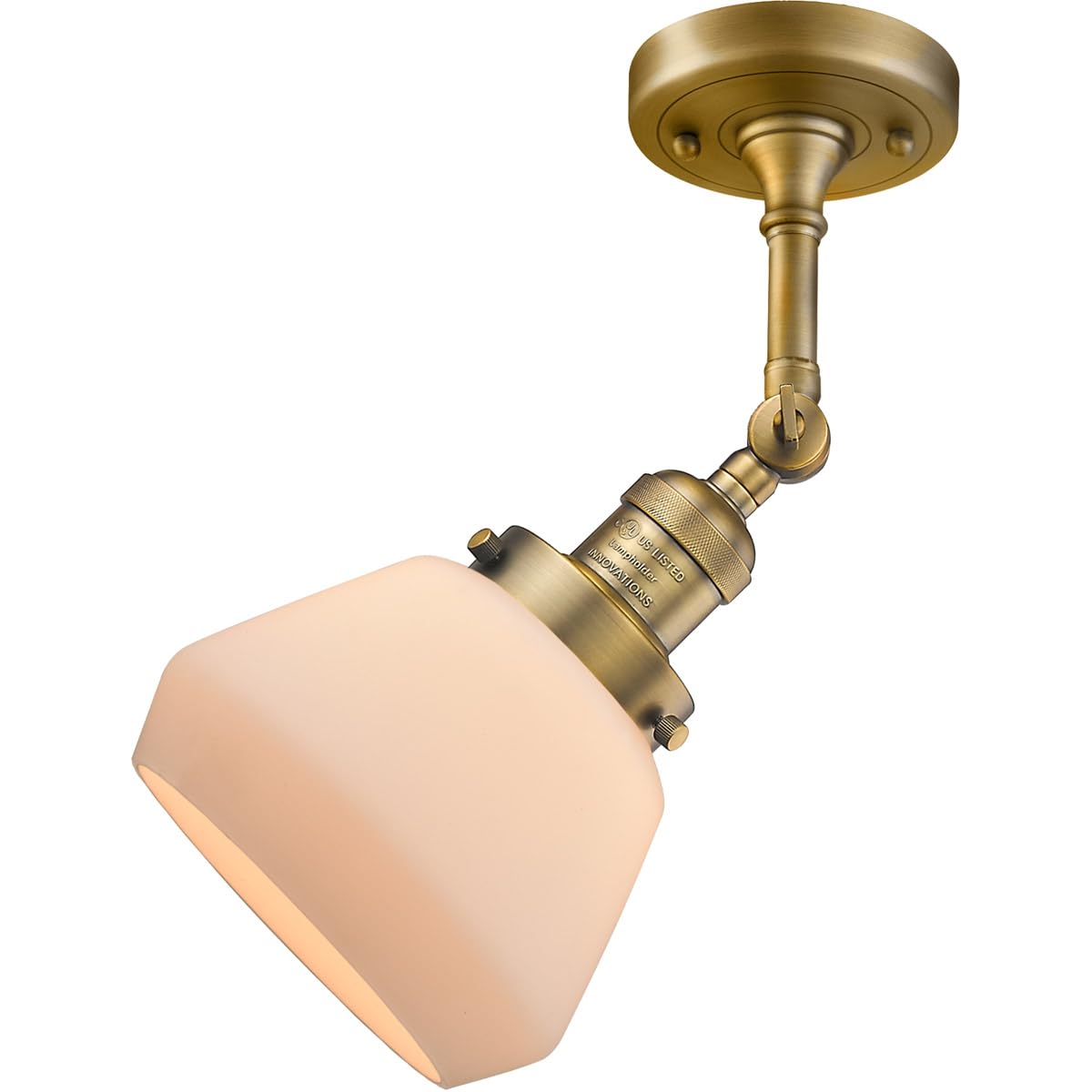 Innovations 201F-BB-G171-LED Semi-Flush Mount Ceiling Light Fixture - Brushed Brass Finish, Energy Efficient LED Lighting for Bedroom, Living Room & Hallway